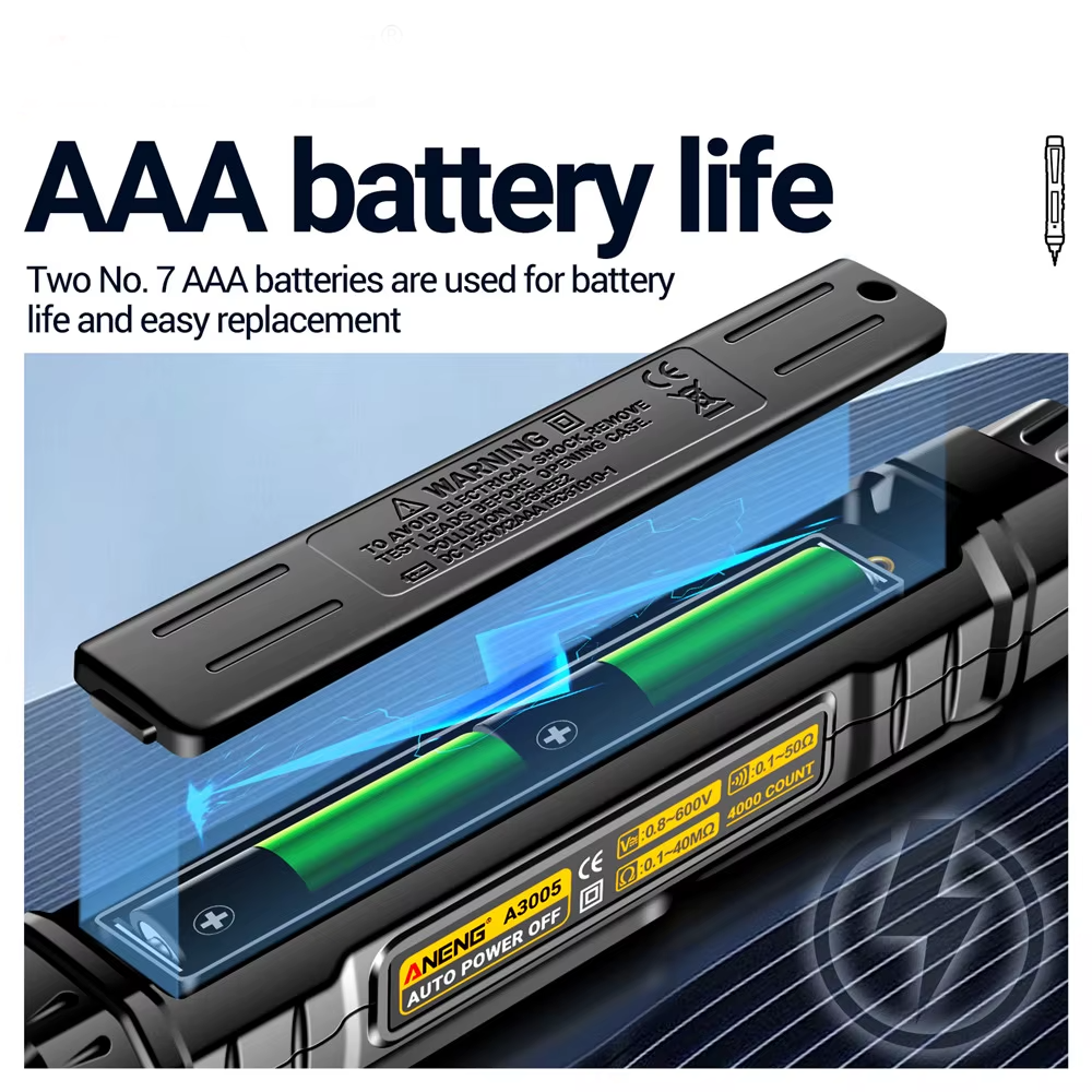Digital Pen Multimeter 4000 Counts – Voltage, Resistance, NCV Tester with Torch
