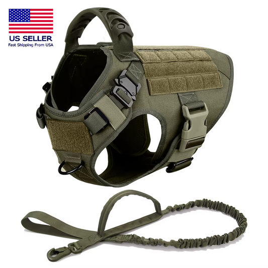 Tactical Dog Harness and Leash Set for Large Dogs – No Pull Military Vest