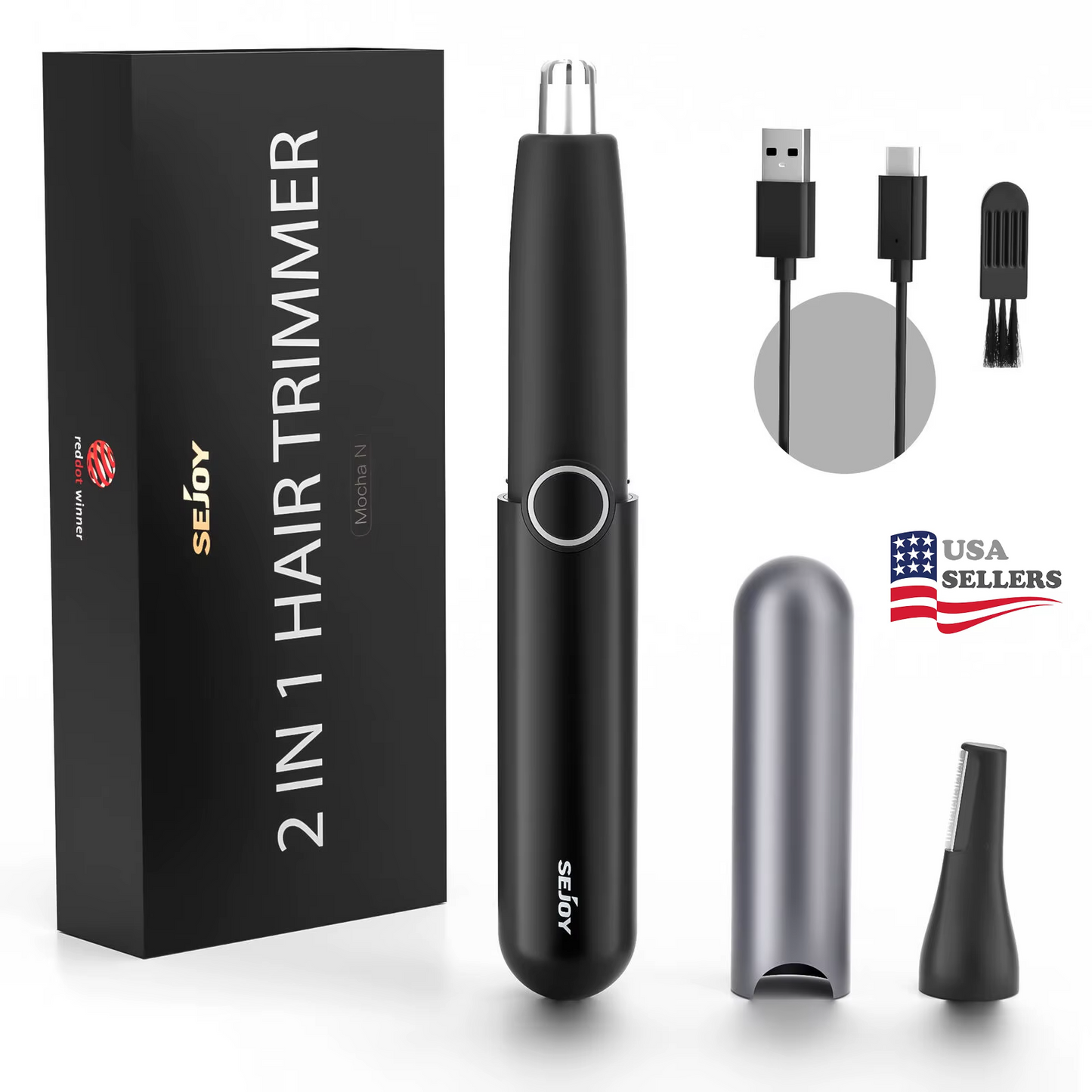 Portable 2-IN-1 Nose & Ear Hair Trimmer Rechargeable Electric Trimmer