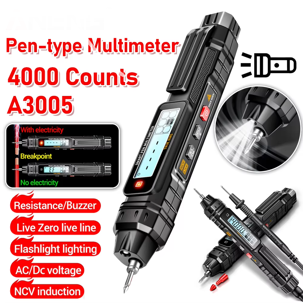 Digital Pen Multimeter 4000 Counts – Voltage, Resistance, NCV Tester with Torch