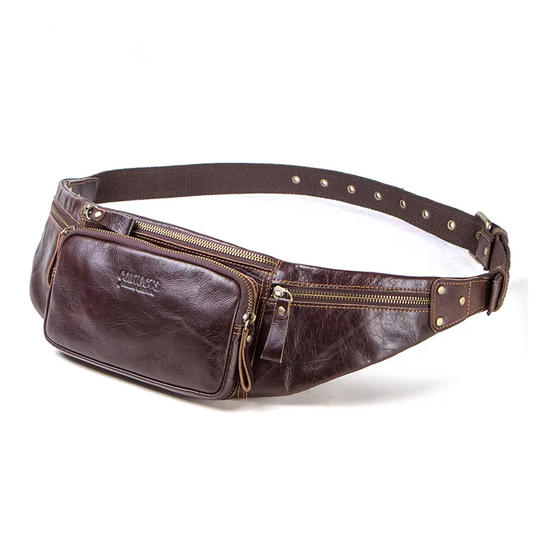 Men's 100% Genuine Leather Waist Bag Fanny Pack for Travel and Daily Essentials