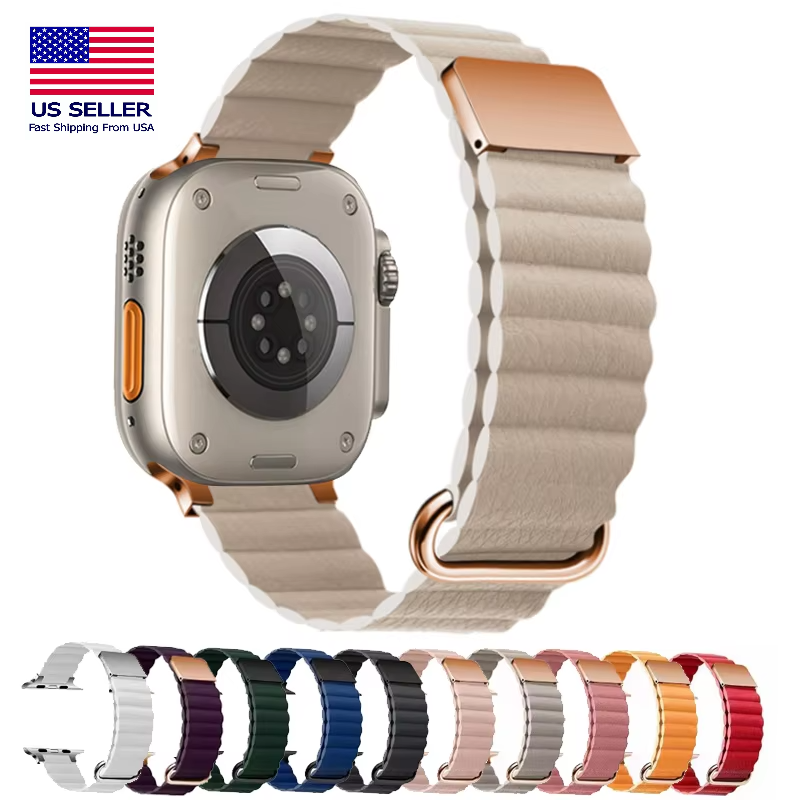 Leather Loop Strap for Apple Watch Ultra 38mm-49mm Magnetic Bracelet