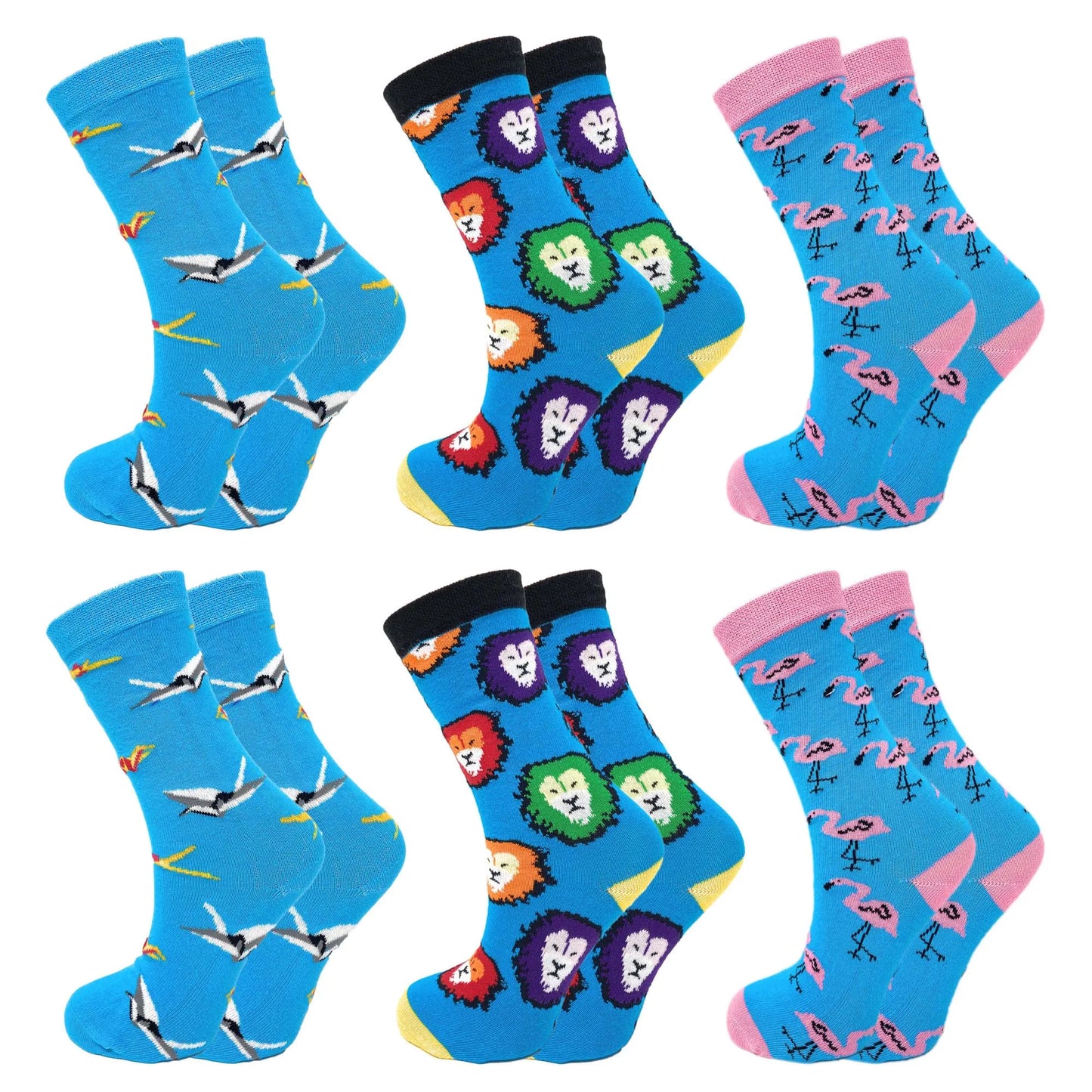 Colorful Funny Cotton Crew Dress Socks 6 Pairs Novelty Socks