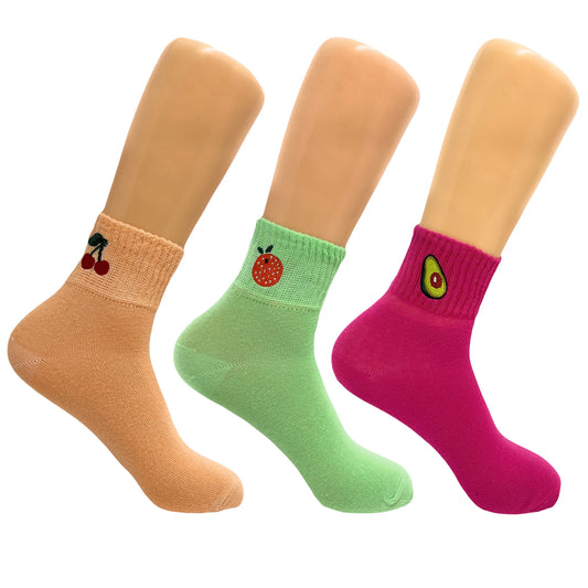 Fruit Ankle Socks for Women Cotton Mini Half Crew Socks 6 Pairs