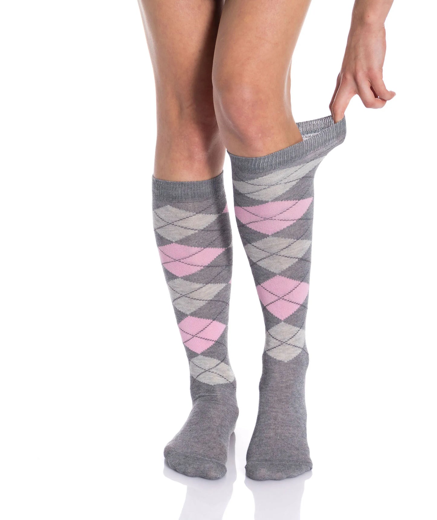 Argyle Knee-High Socks for Women, 6 Pairs, Colorful Over-the-Calf