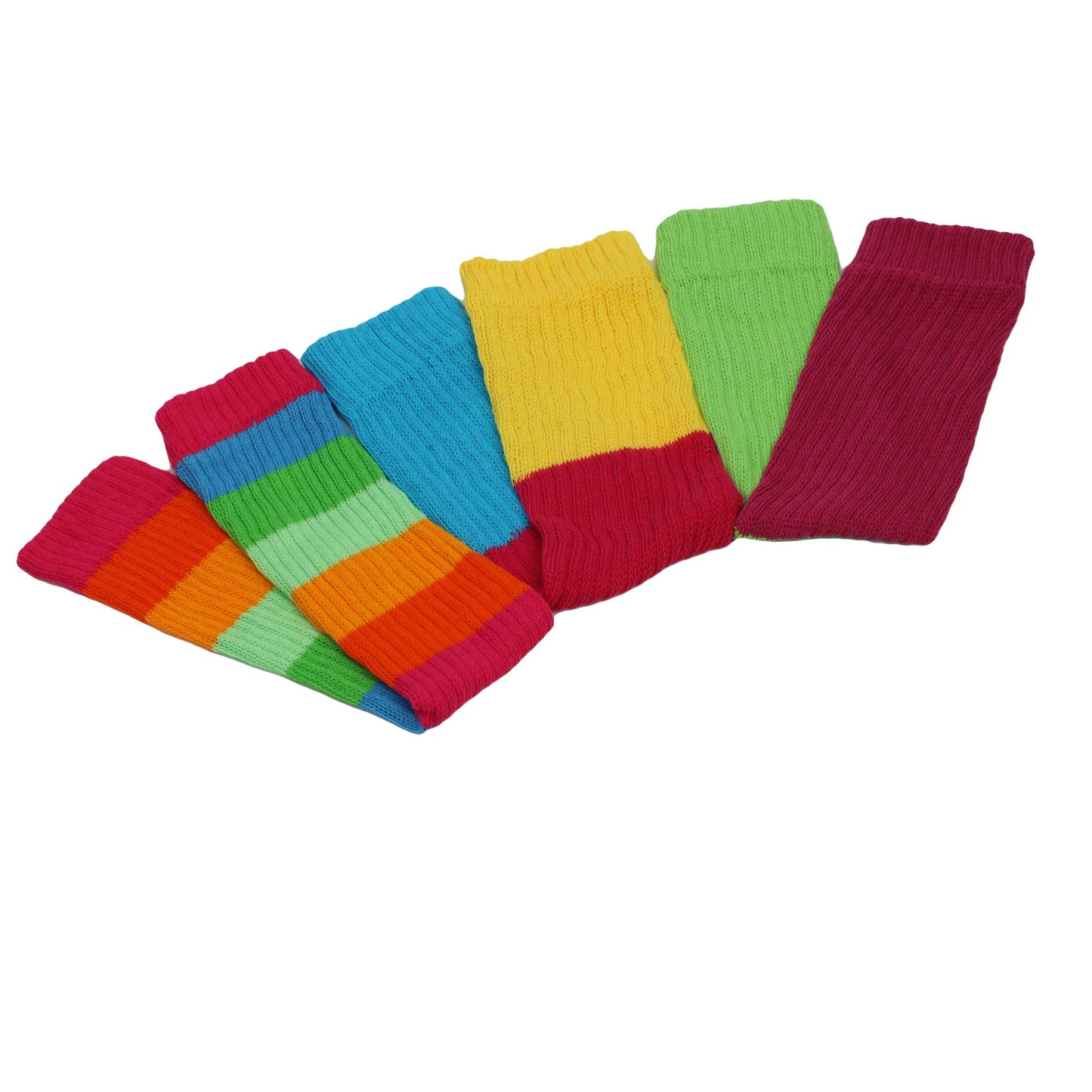 Women’s Colorful Baggy Leg Warmers, 100% Cotton, 1 Pair, Retro Style