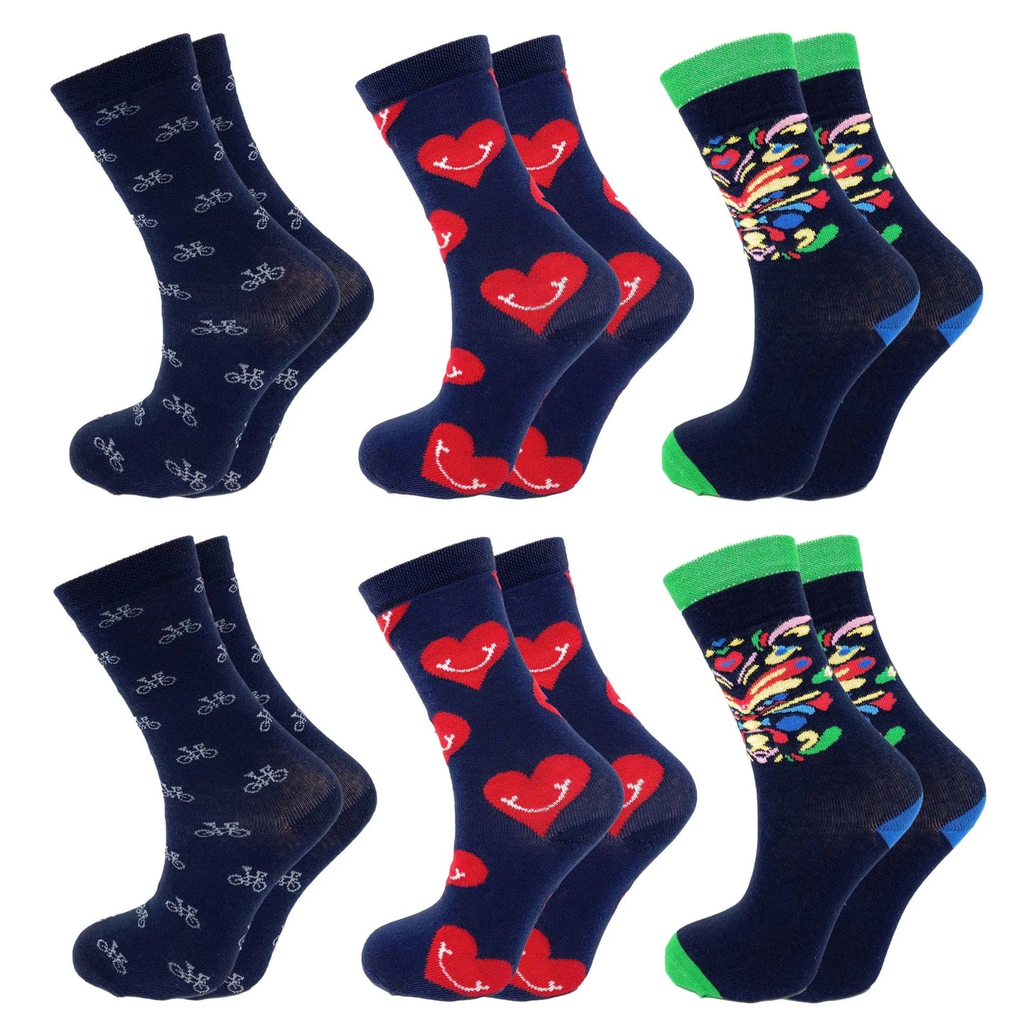 Colorful Funny Cotton Crew Dress Socks 6 Pairs Novelty Socks