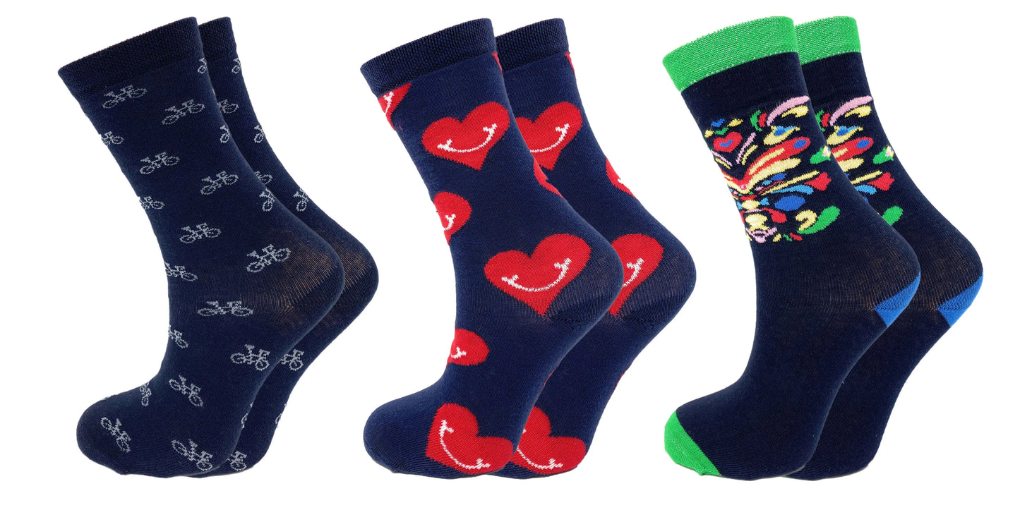 Novelty Colorful Funny Cotton Crew Dress Socks 3 Pairs