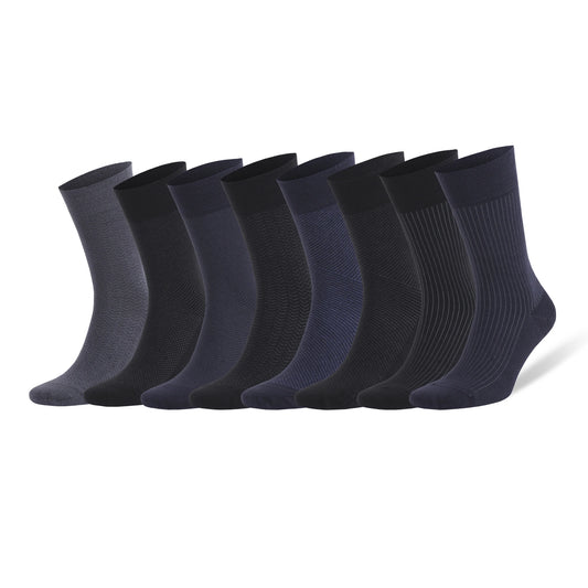 8 Pairs Bamboo Rayon Dress Socks for Men, Odor-Free, Shoe Size 8-11.5