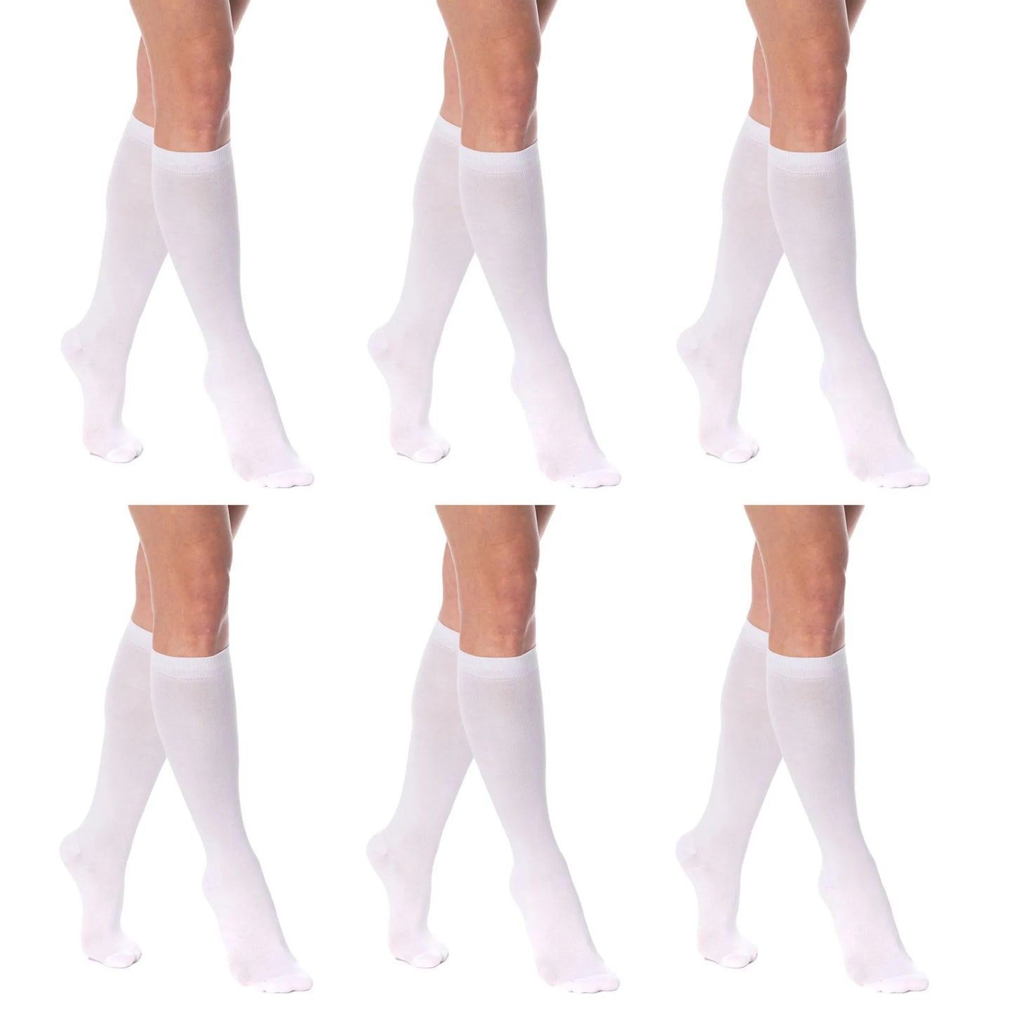 Women’s Knee High Socks, 6 Pairs, Combed Cotton Over-the-Calf Long Socks