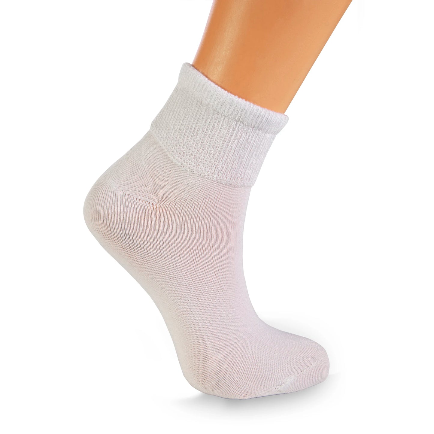 Diabetic Ankle Socks, Non-Binding Top, 3 Pairs, Cotton, Shoe Size 5-7