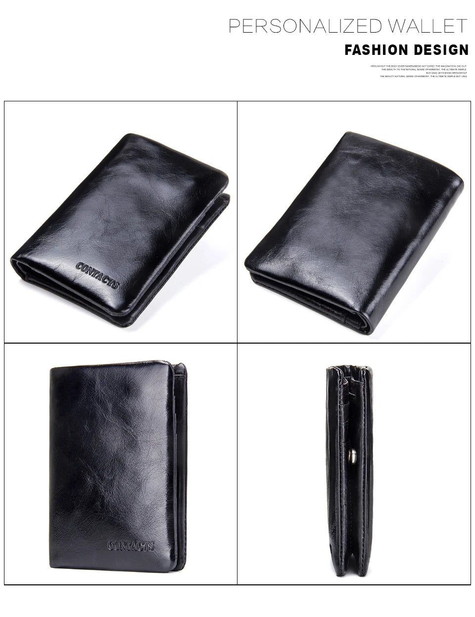 Genuine Leather Vintage Men's Wallet, Classic Card Holder, Coin Pocket, Money Clip