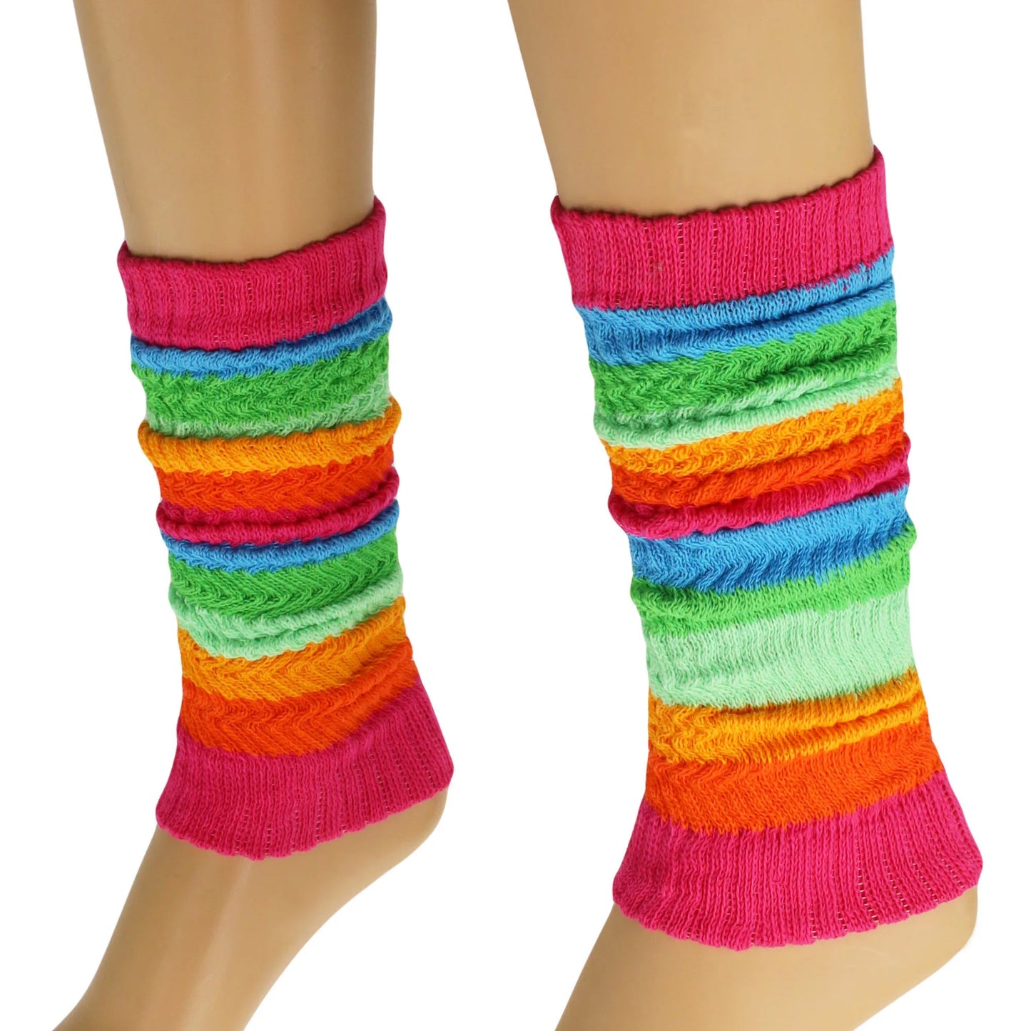 Women’s Colorful Baggy Leg Warmers, 100% Cotton, 1 Pair, Retro Style