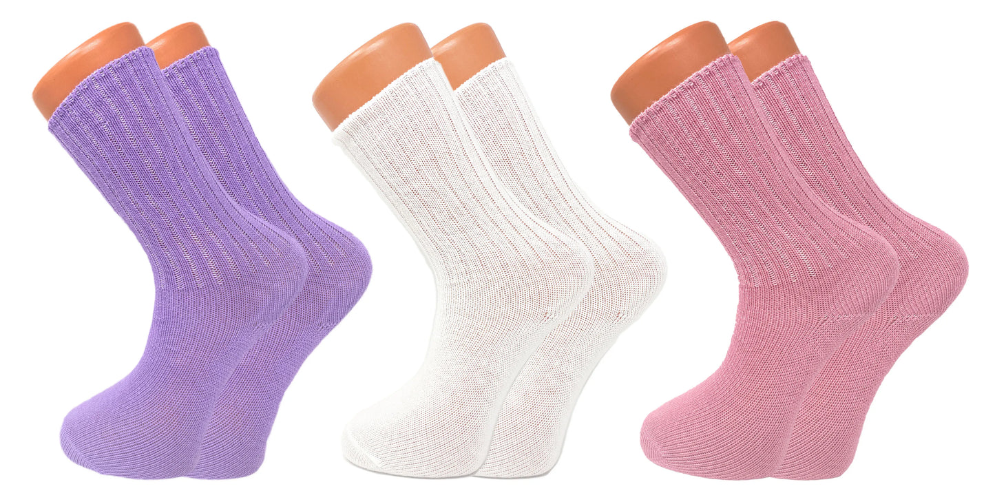 Women’s Loose Fitting Crew Sleep Socks, Cozy & Breathable, 3 Pairs, Size 5-10