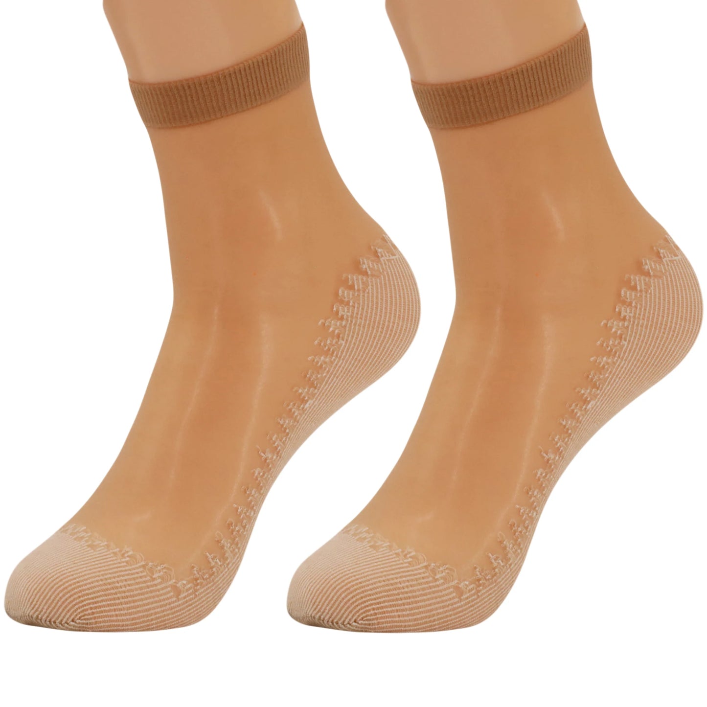 Anti-Slip Sheer Ankle Socks for Women with Cotton Sole 20 Pairs