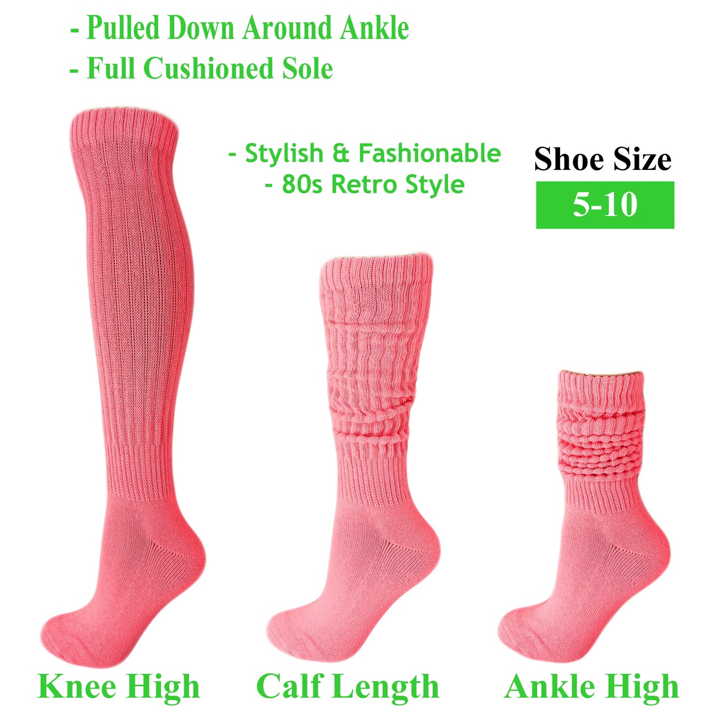 Stylish Scrunch Knee-High Socks for Women - Comfortable Knit Crew Socks, 1 Pair