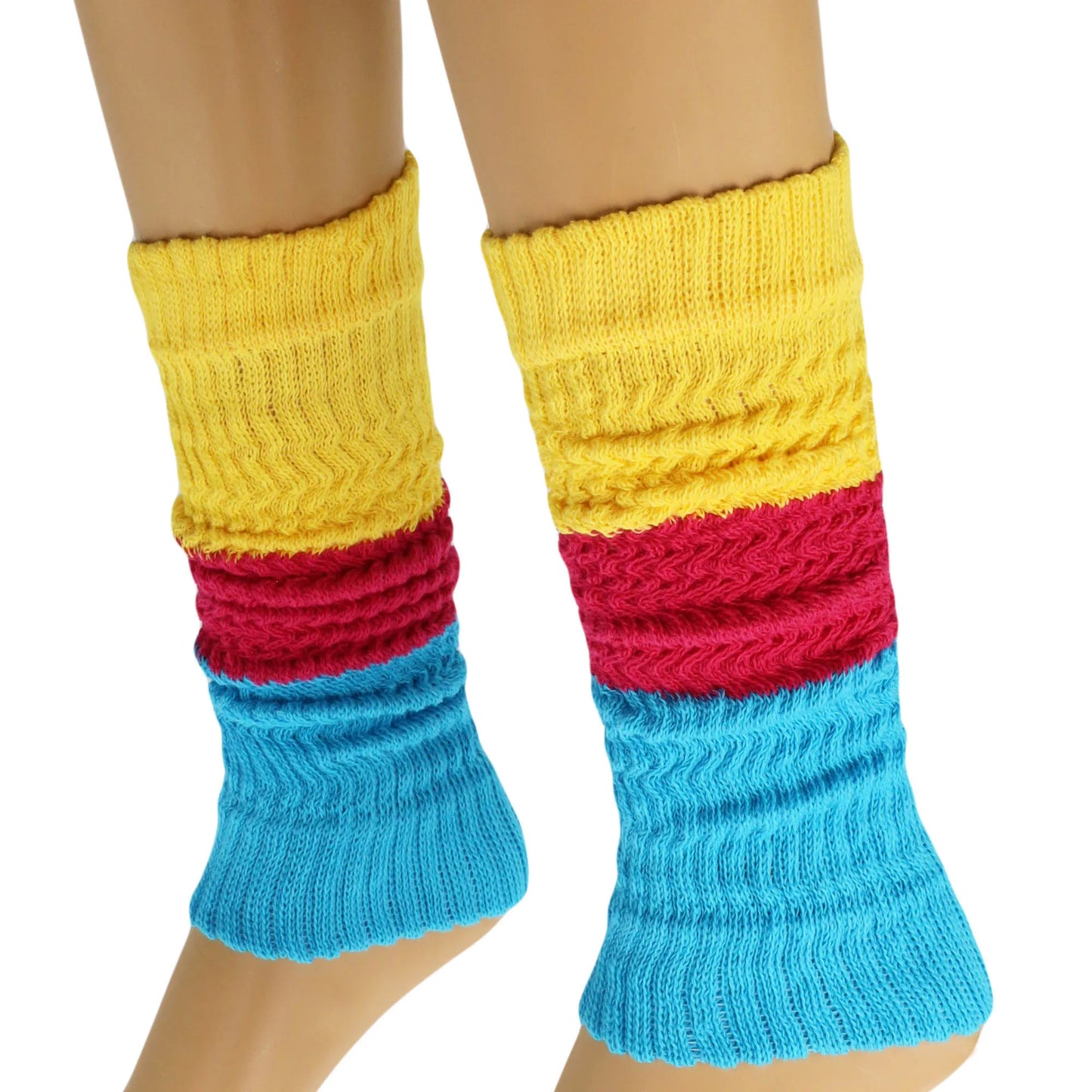 Women’s Colorful Baggy Leg Warmers, 100% Cotton, 1 Pair, Retro Style