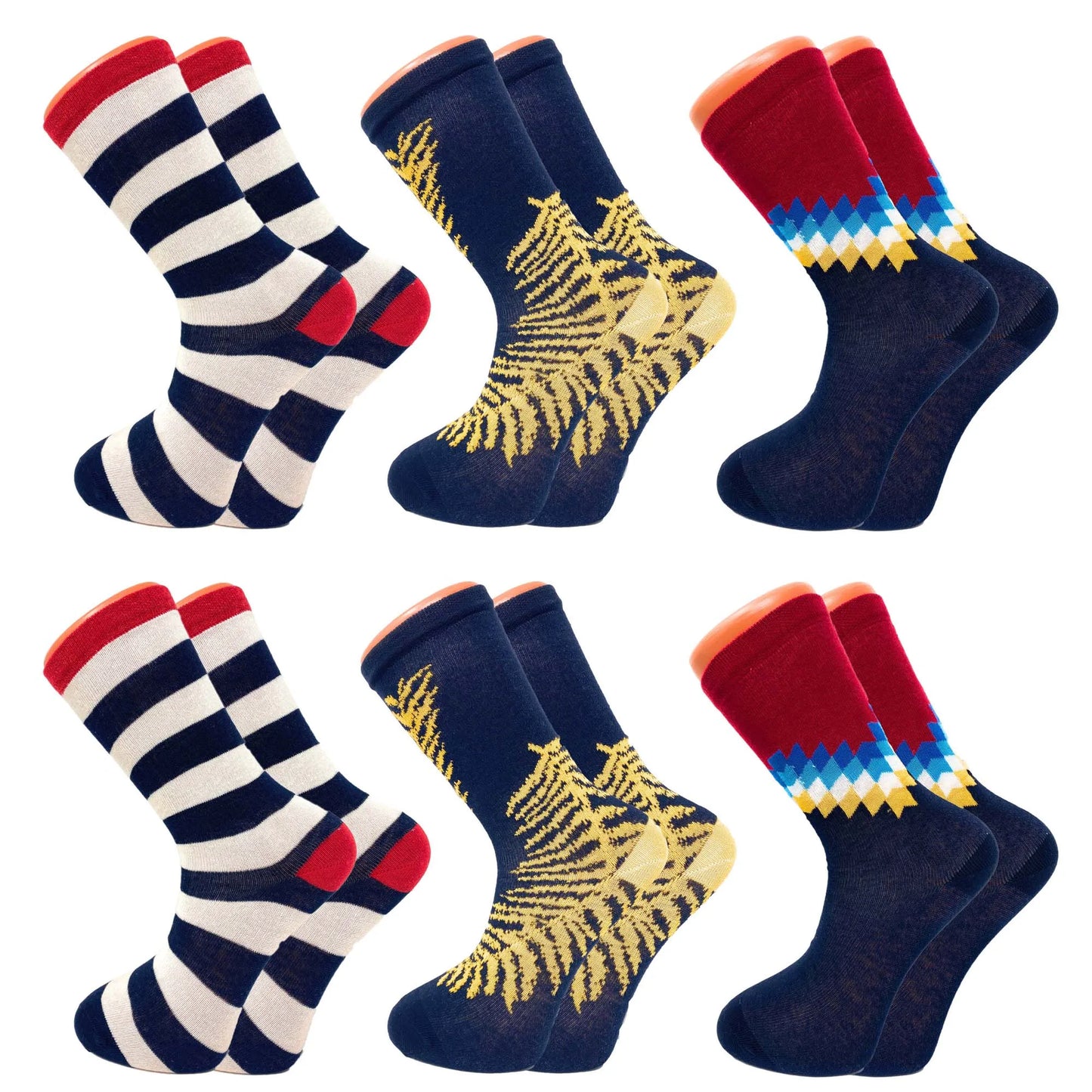 Colorful Funny Cotton Crew Dress Socks 6 Pairs Novelty Socks