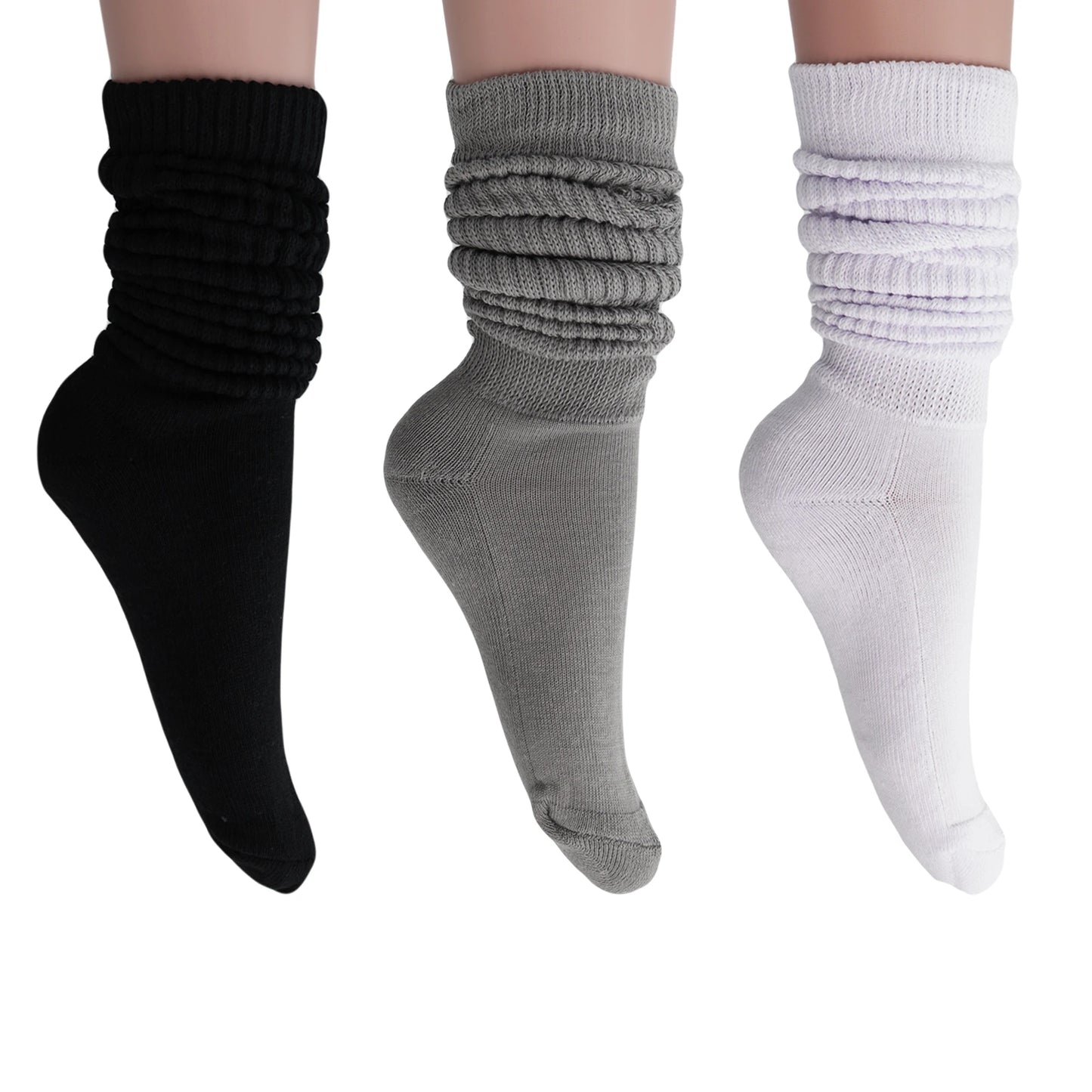 Fantasy Socks Slouchy Scrunch Cotton 80s Style Socks for Women 3 Pairs Shoe Size 5-10