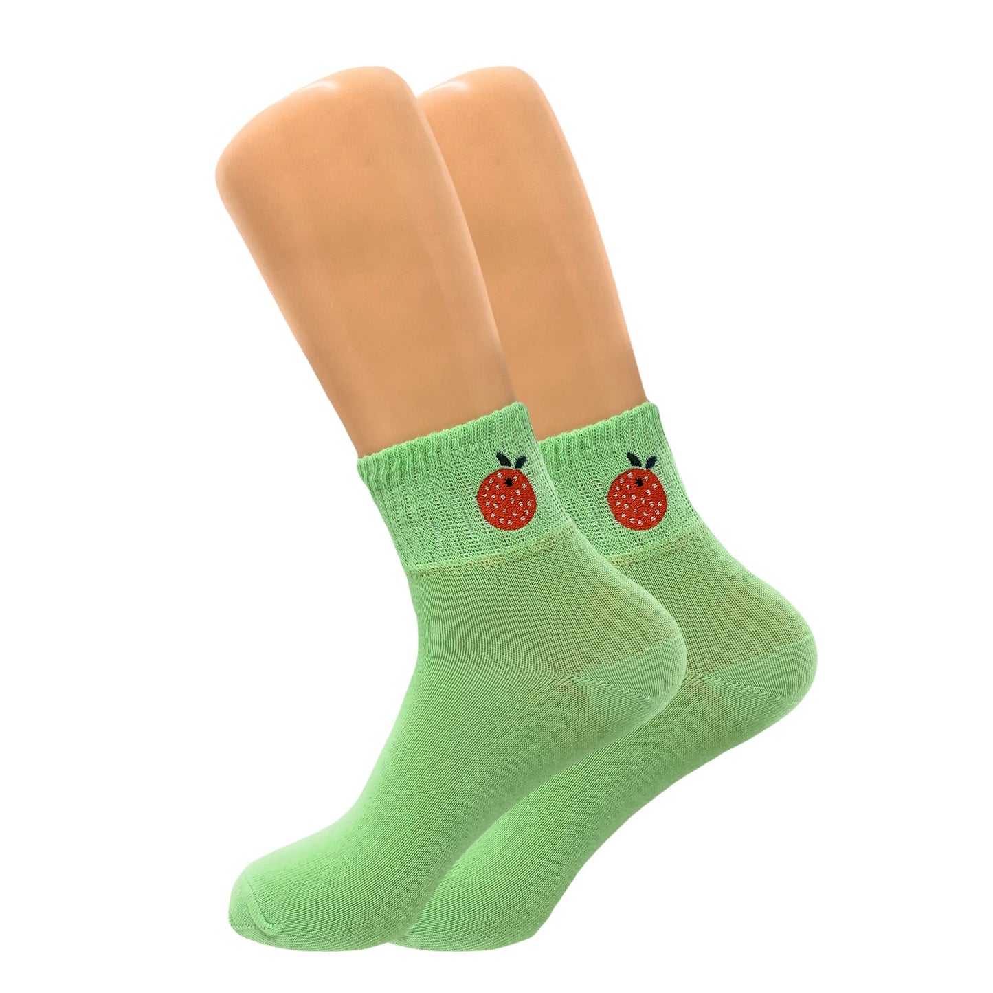 Women's Cotton Mini Half Crew Fruit Ankle Socks - 3 Pairs, Shoe Size 5-10