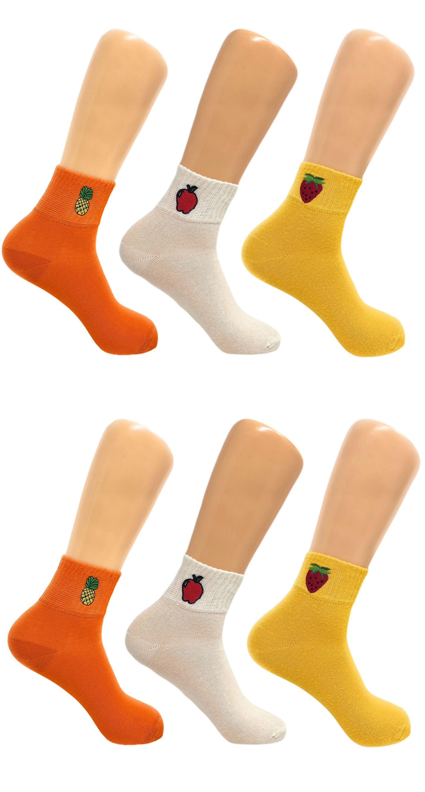 Fruit Ankle Socks for Women Cotton Mini Half Crew Socks 6 Pairs