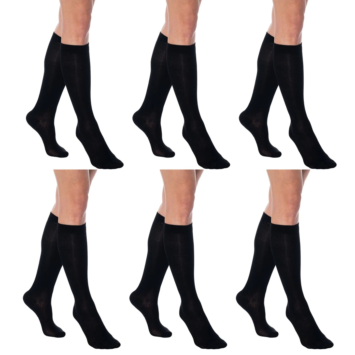 Women’s Knee High Socks, 6 Pairs, Combed Cotton Over-the-Calf Long Socks