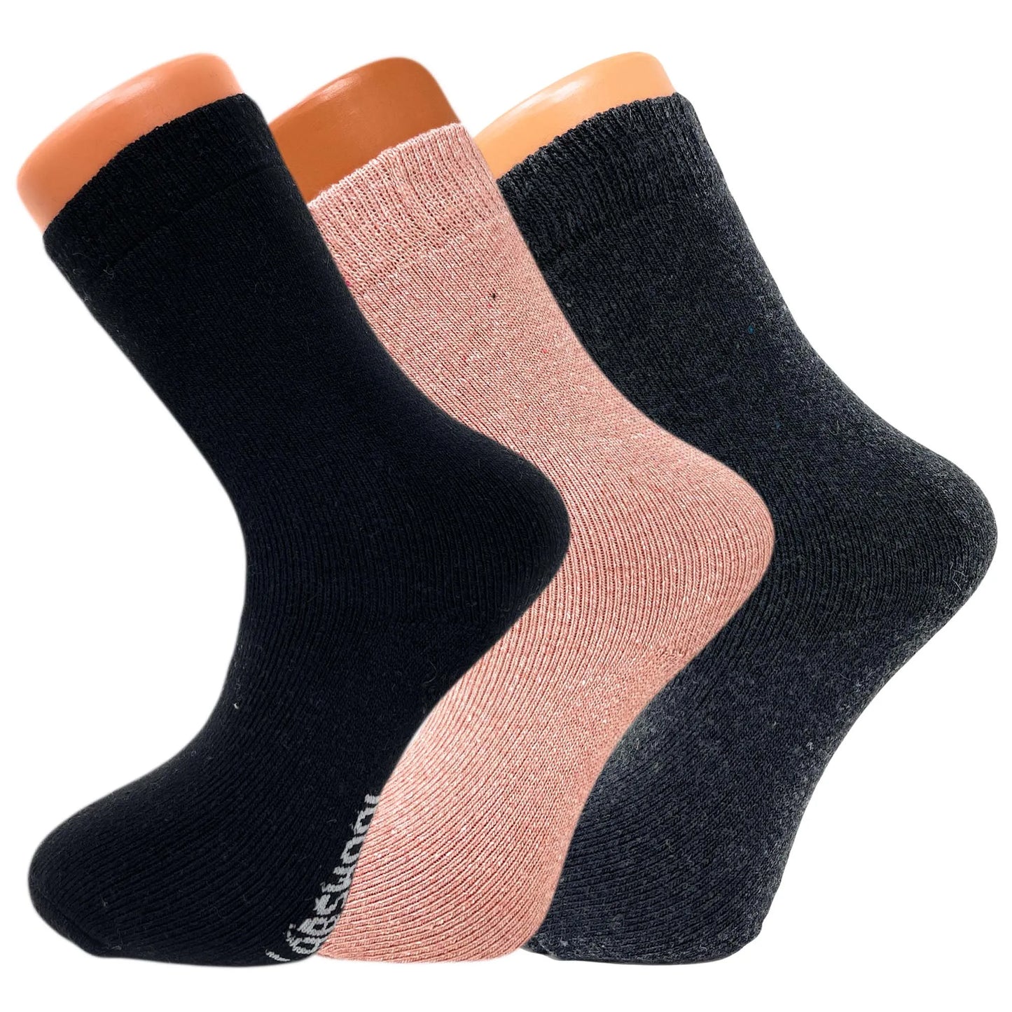 Women's Thermal Crew Socks for Winter - Warm Wool Insulated, 3 Pairs, Size 5-7