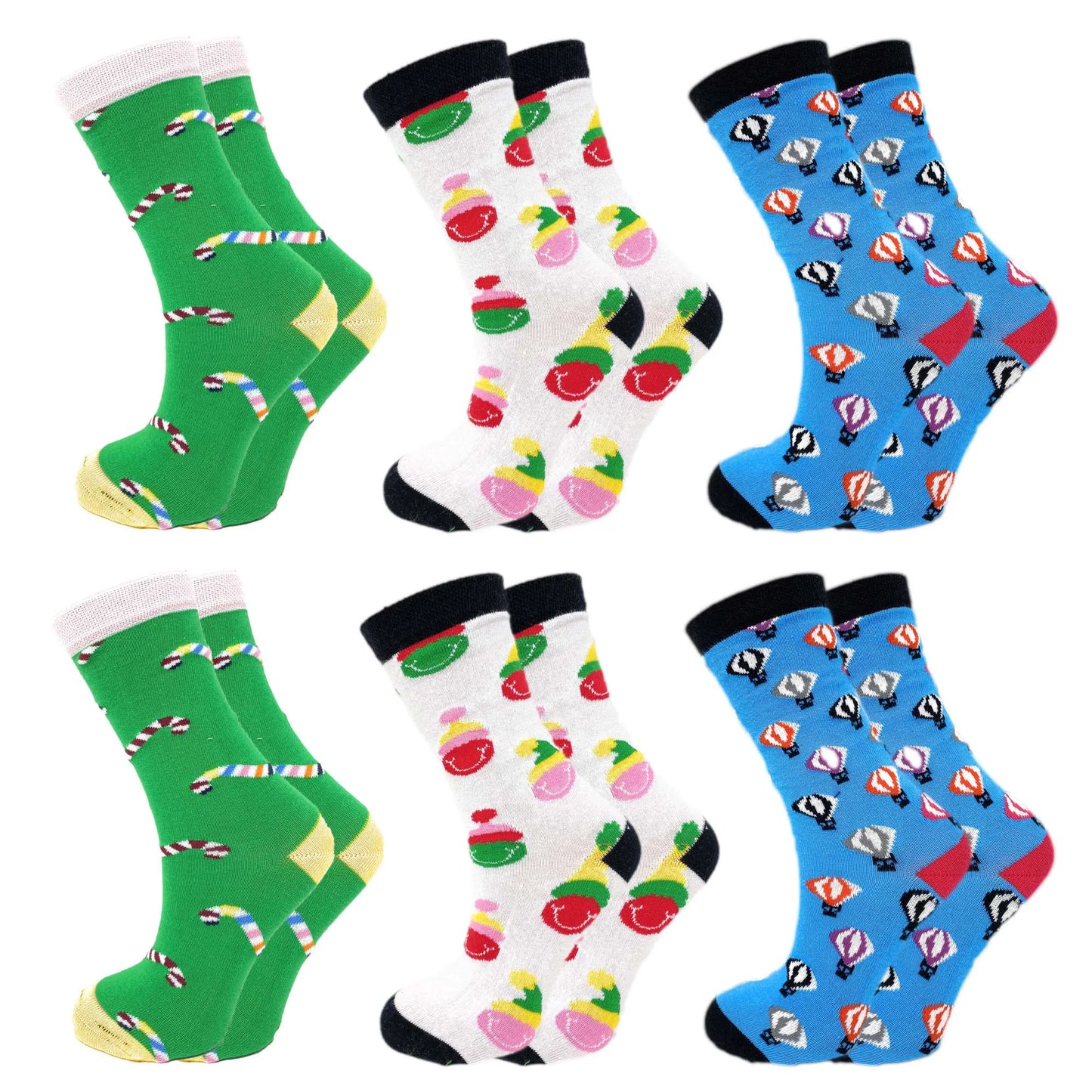 Colorful Funny Cotton Crew Dress Socks 6 Pairs Novelty Socks