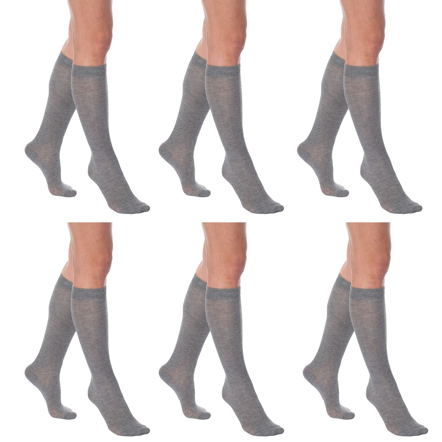 Women’s Knee High Socks, 6 Pairs, Combed Cotton Over-the-Calf Long Socks