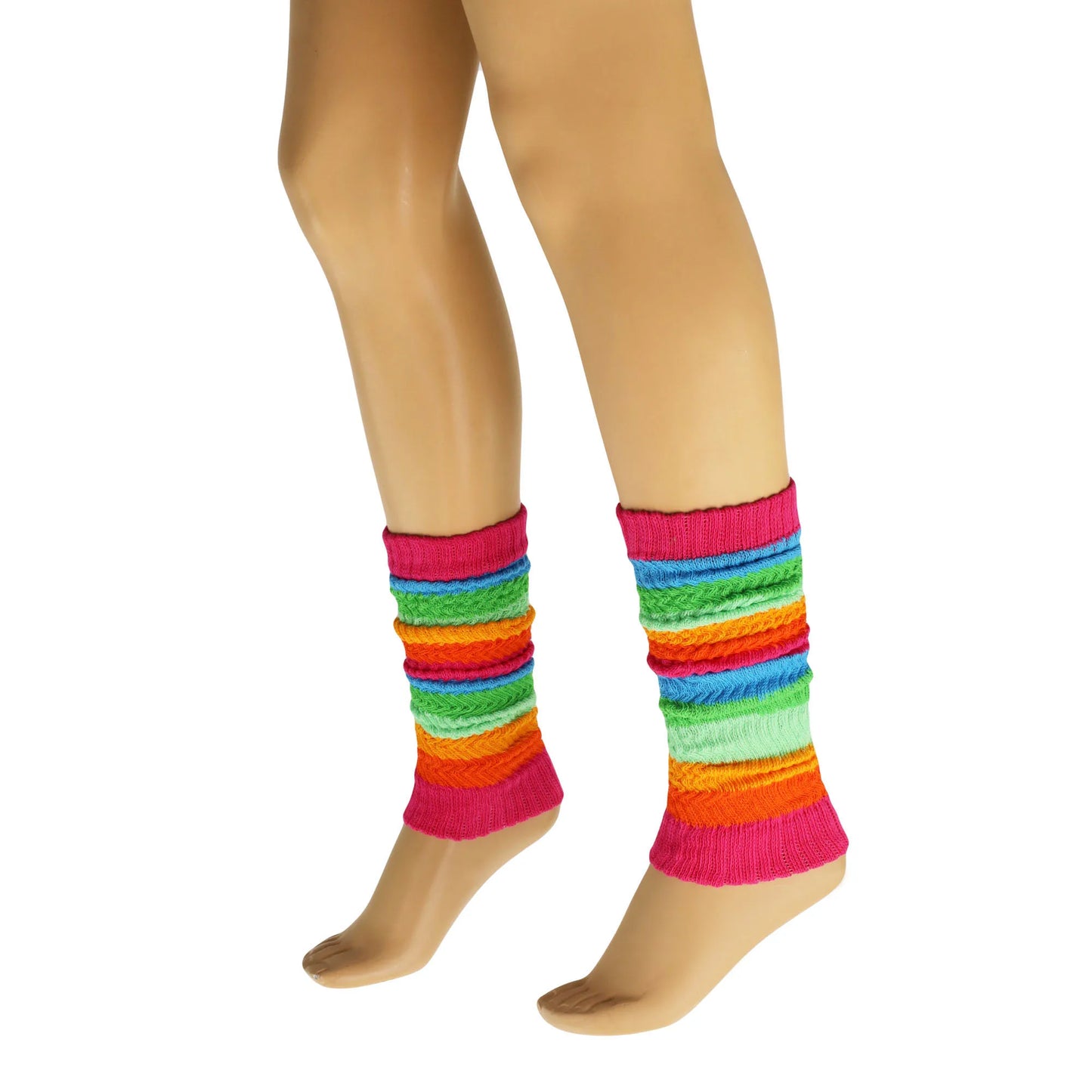 Women’s Colorful Baggy Leg Warmers, 100% Cotton, 1 Pair, Retro Style