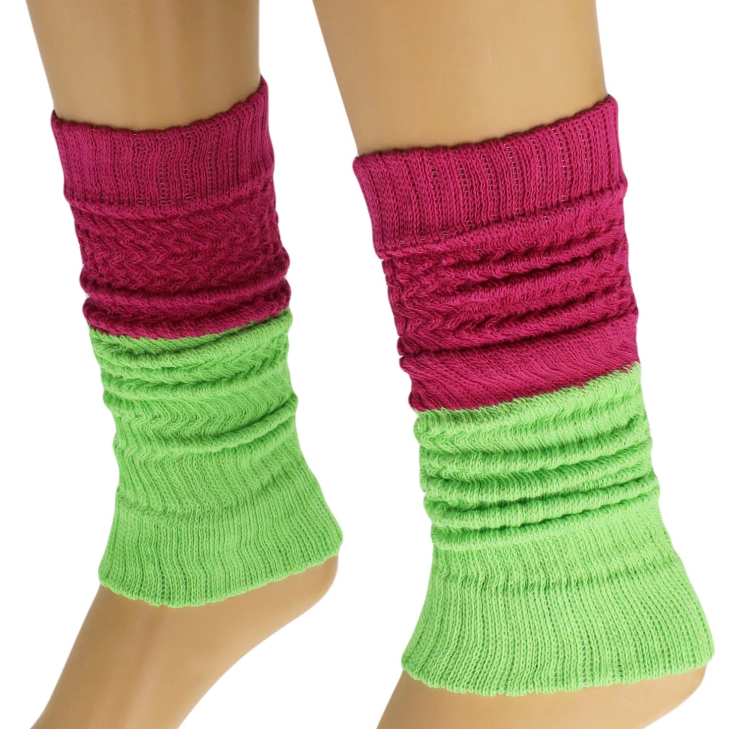 Women’s Colorful Baggy Leg Warmers, 100% Cotton, 1 Pair, Retro Style