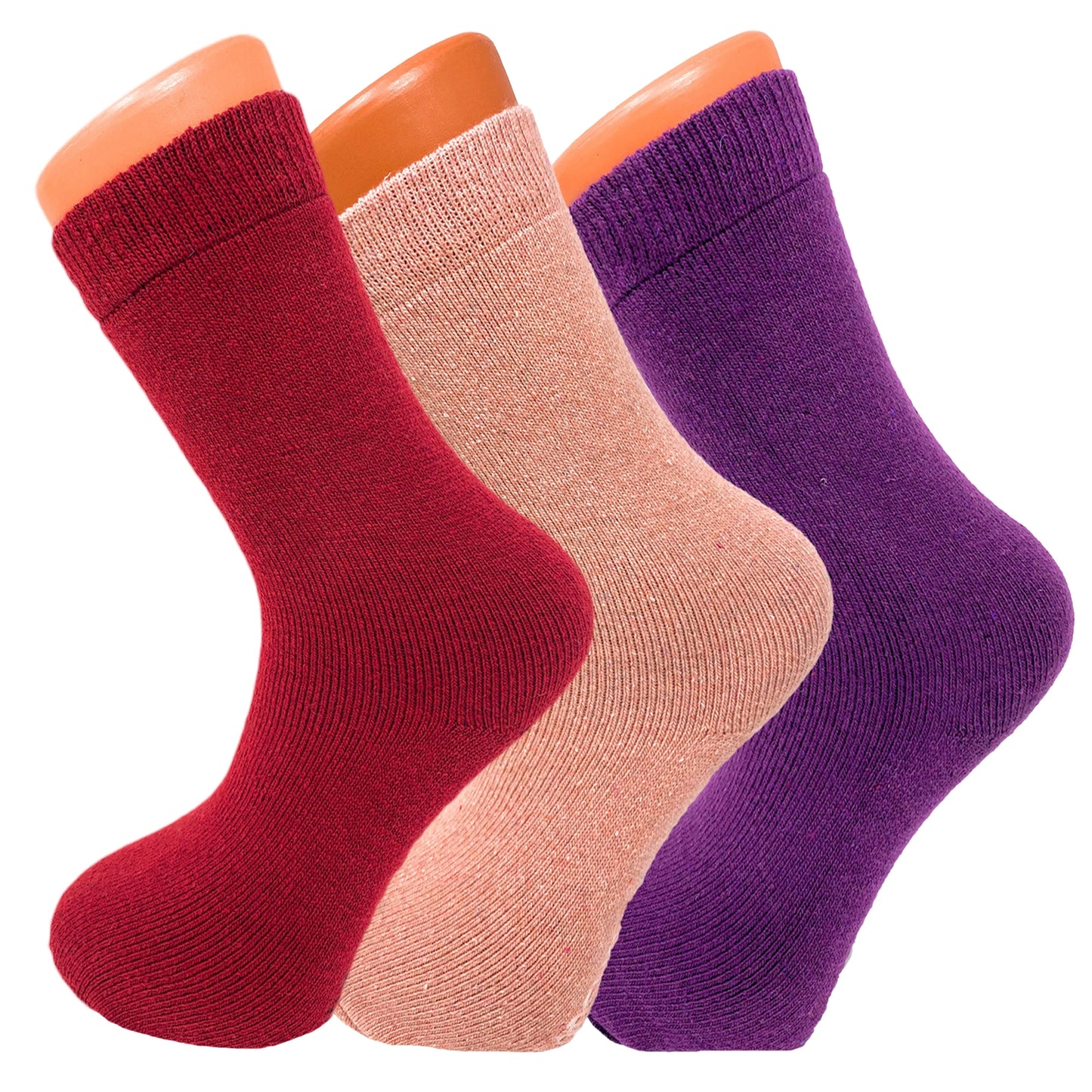 Women's Thermal Crew Socks for Winter - Warm Wool Insulated, 3 Pairs, Size 5-7