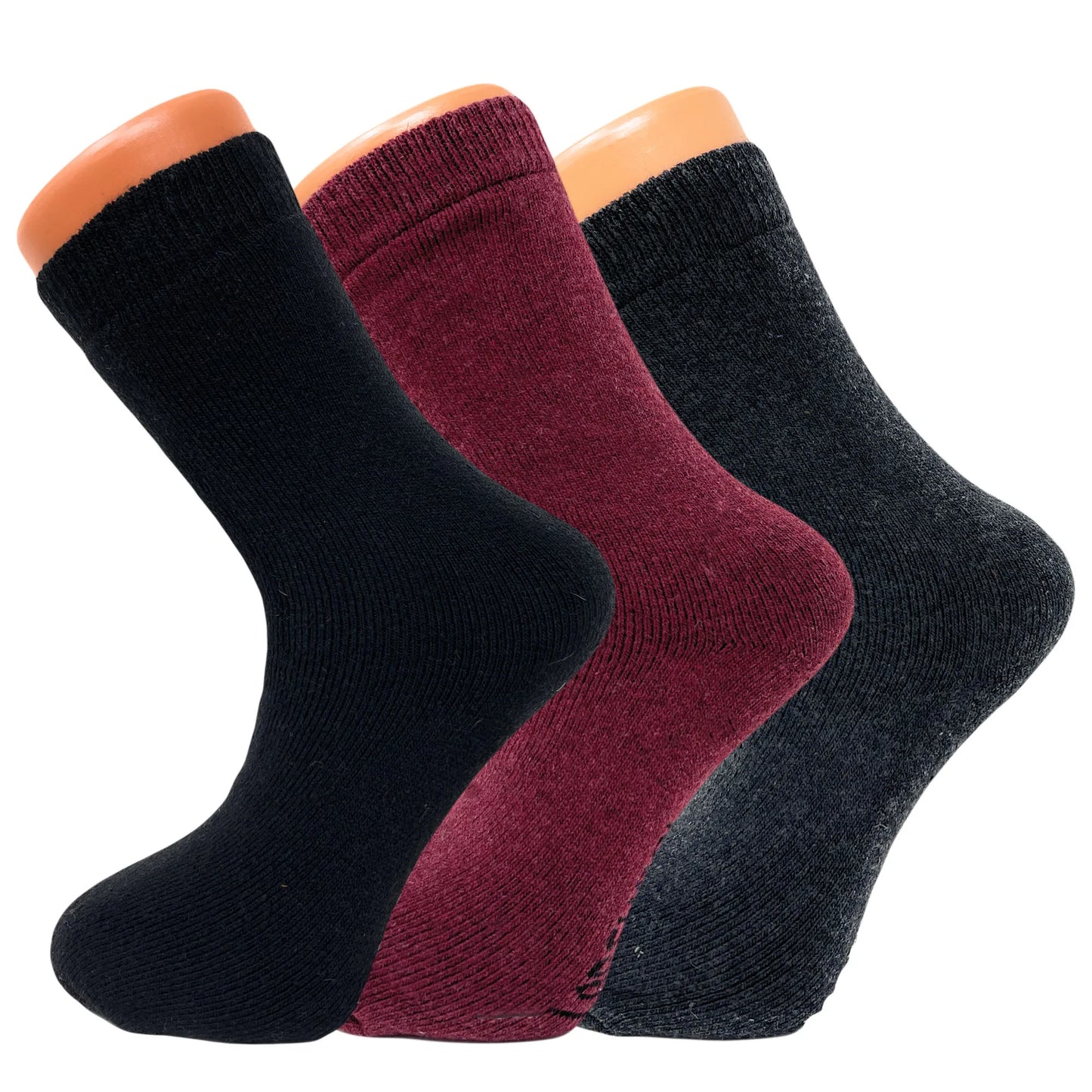 Women's Thermal Crew Socks for Winter - Warm Wool Insulated, 3 Pairs, Size 5-7