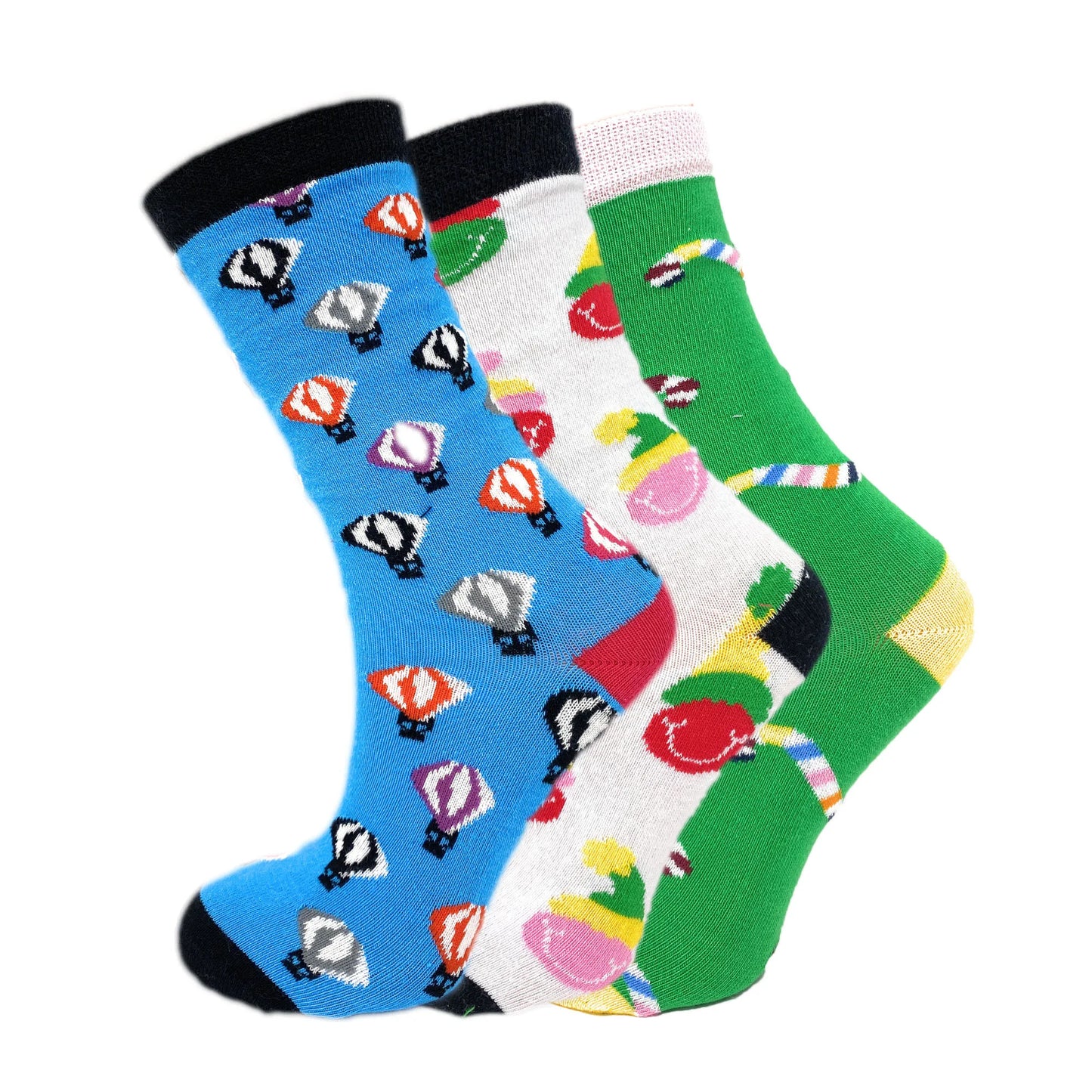 Novelty Colorful Funny Cotton Crew Dress Socks 3 Pairs