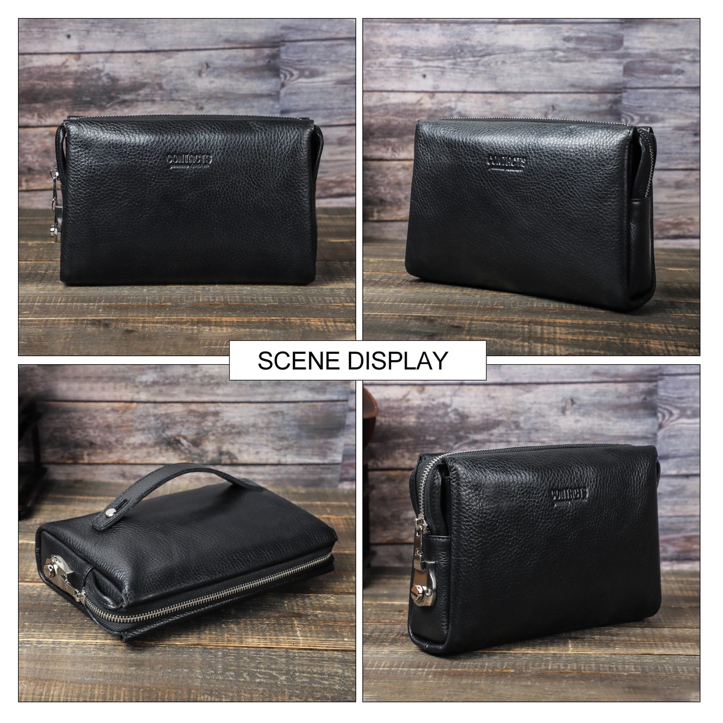 Men's Genuine Leather Clutch Bag with Password Design - Large Capacity Wristle