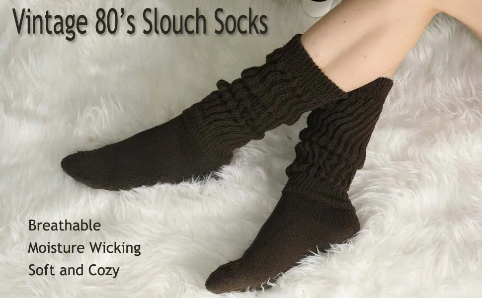 Women's Slouch Socks - 3 Pairs, Knee High, Soft Cotton, Shoe Size 5-10