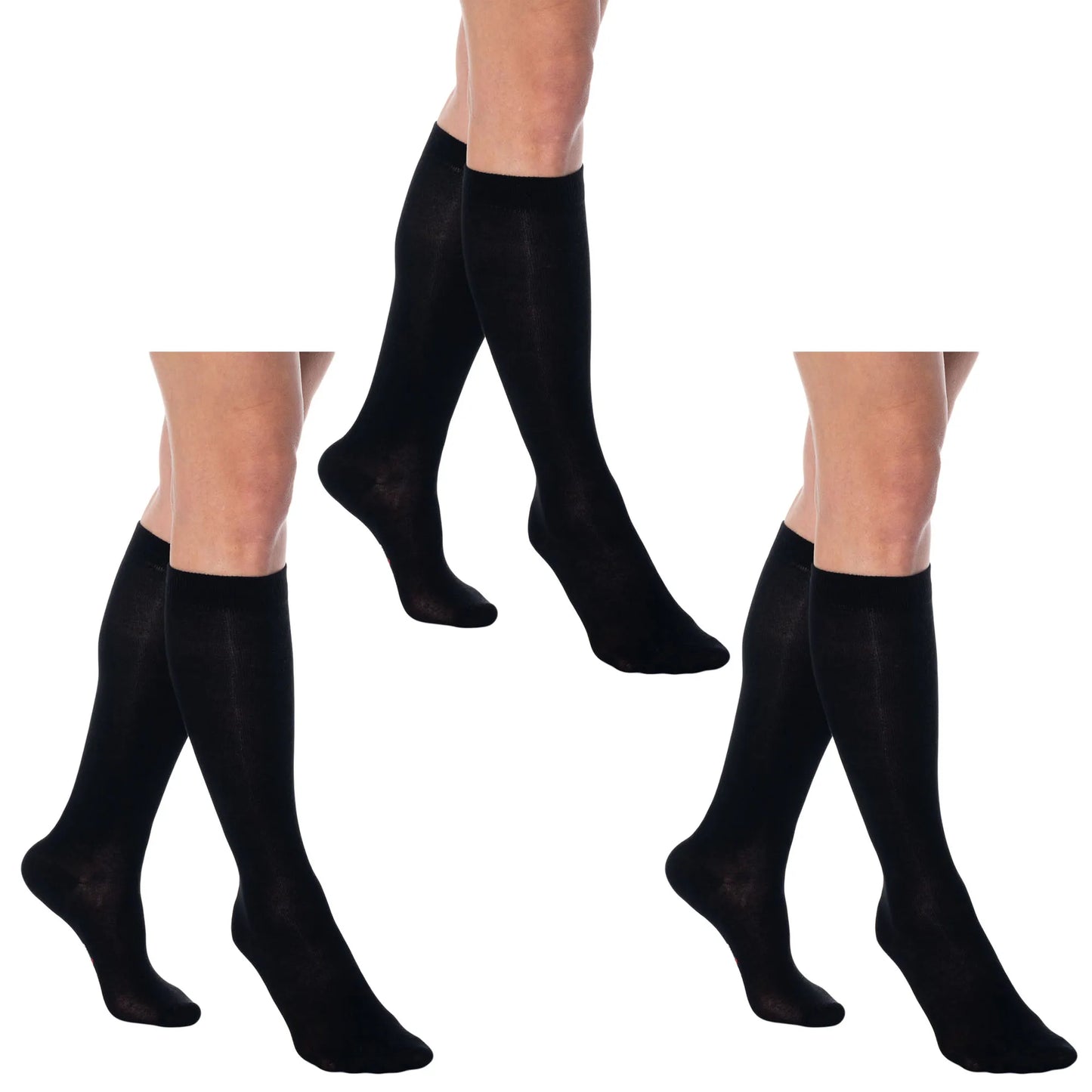 Women's Knee High Socks 3 Pairs Combed Cotton Over The Calf Long Socks