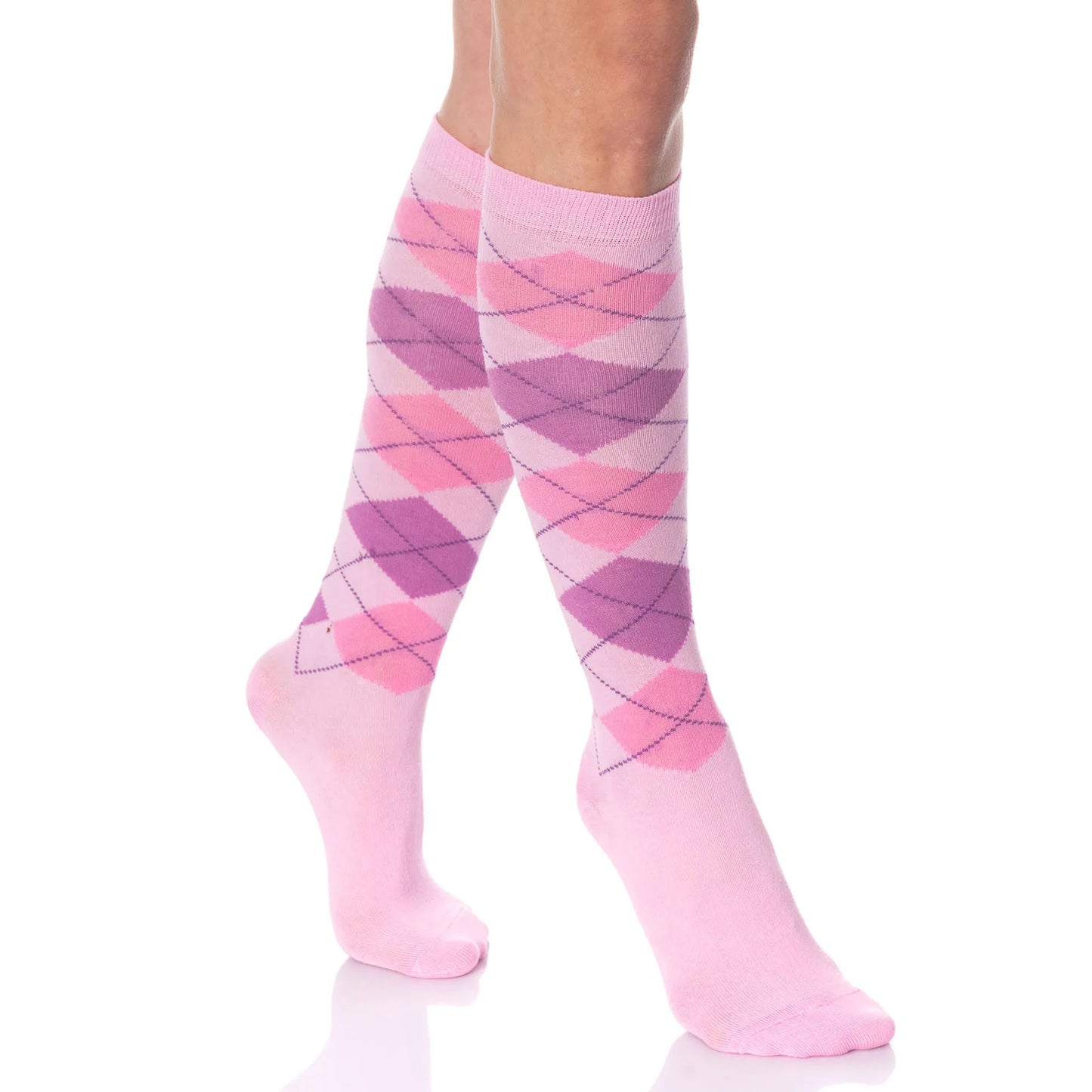 Argyle Knee-High Socks for Women, 6 Pairs, Colorful Over-the-Calf