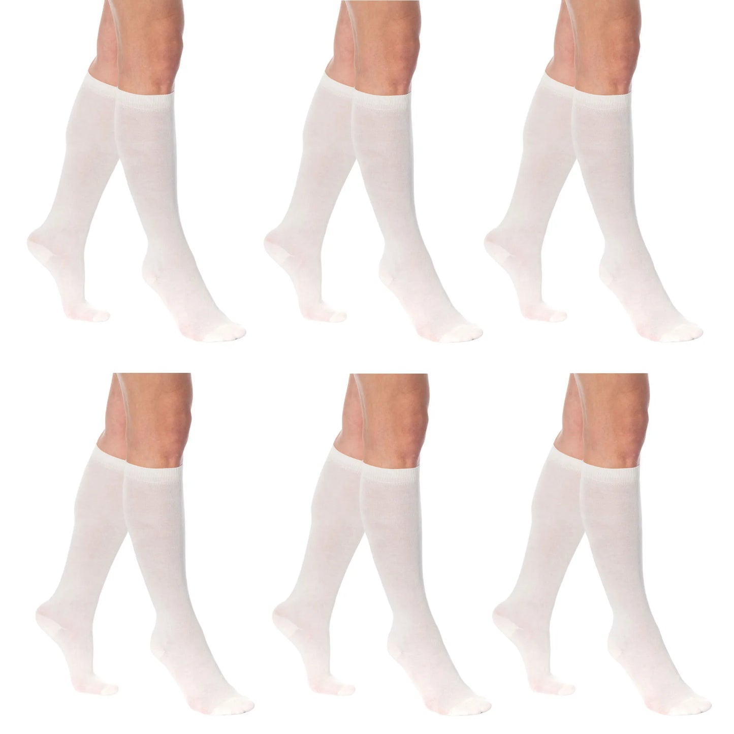 Women’s Knee High Socks, 6 Pairs, Combed Cotton Over-the-Calf Long Socks