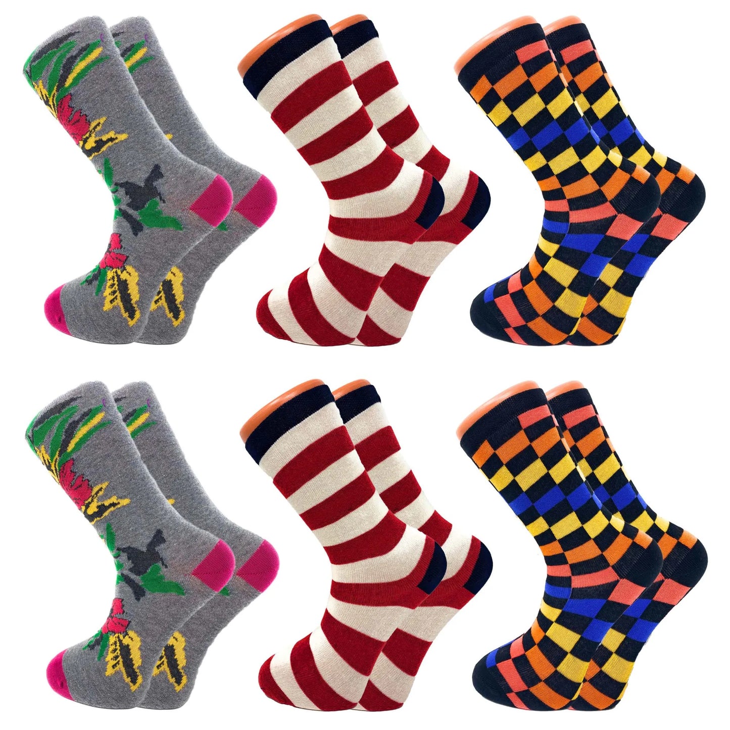 Colorful Funny Cotton Crew Dress Socks 6 Pairs Novelty Socks