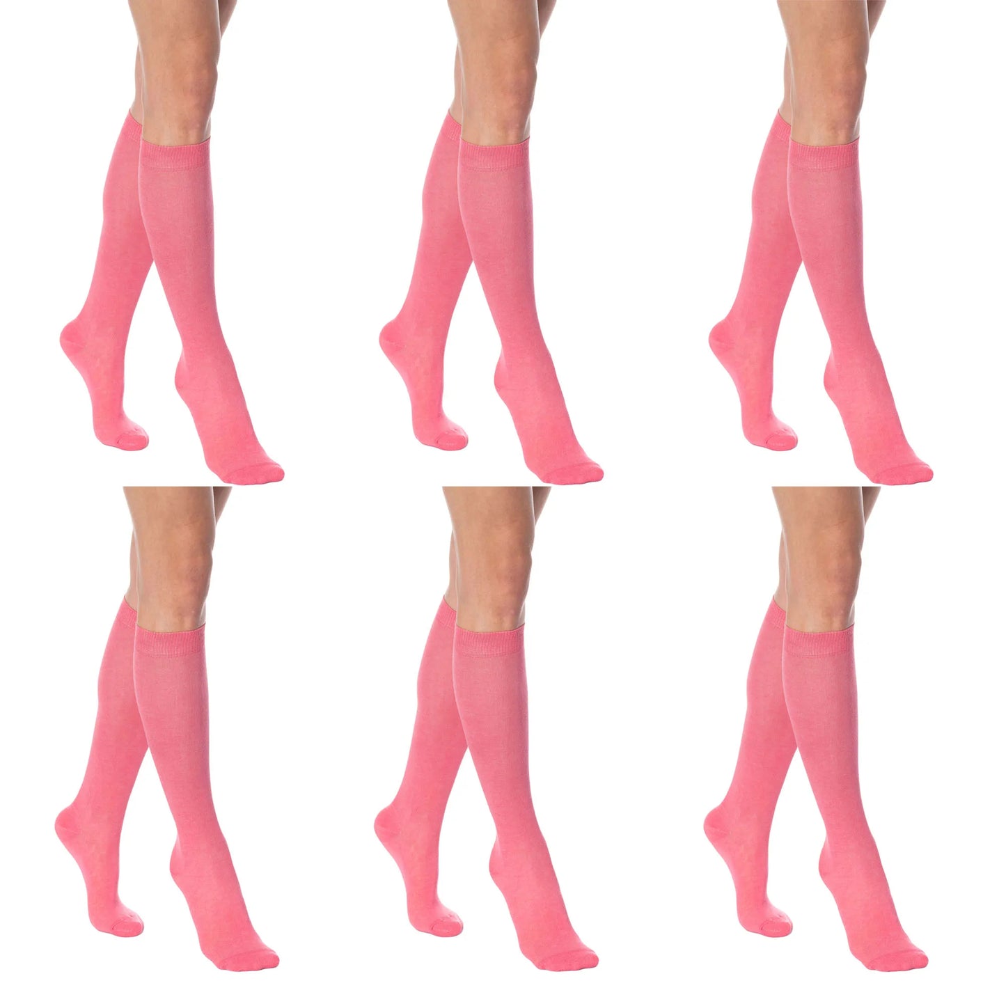 Women’s Knee High Socks, 6 Pairs, Combed Cotton Over-the-Calf Long Socks