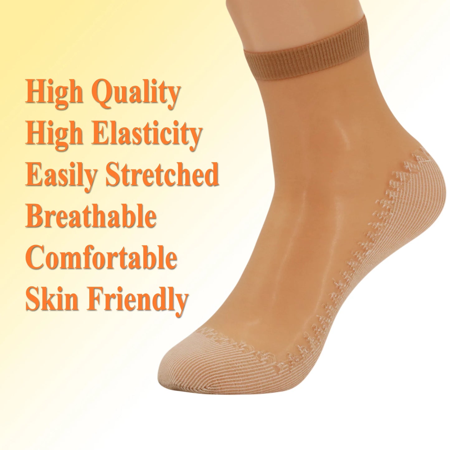 Anti-Slip Sheer Ankle Socks for Women with Cotton Sole 20 Pairs