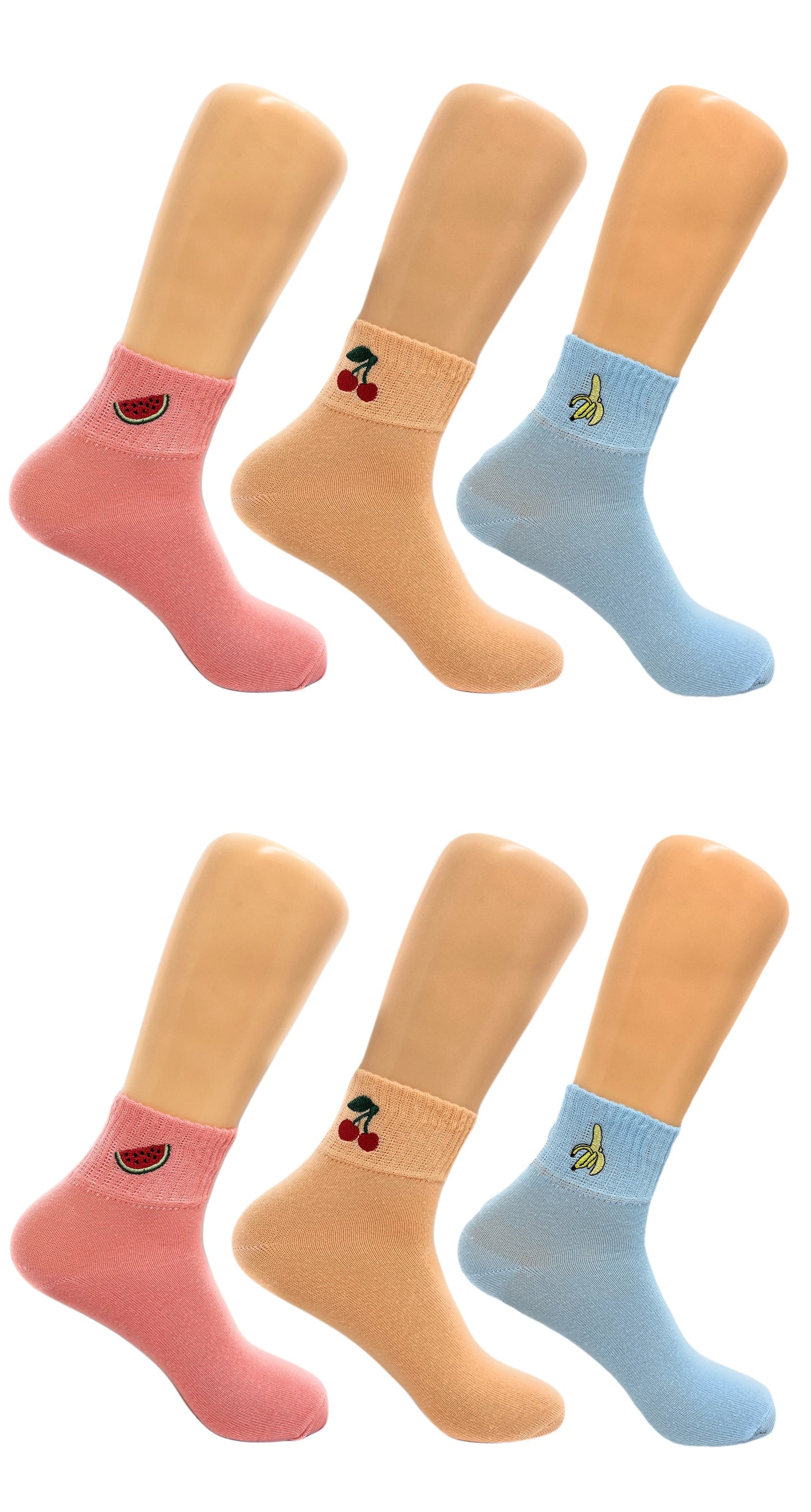 Fruit Ankle Socks for Women Cotton Mini Half Crew Socks 6 Pairs