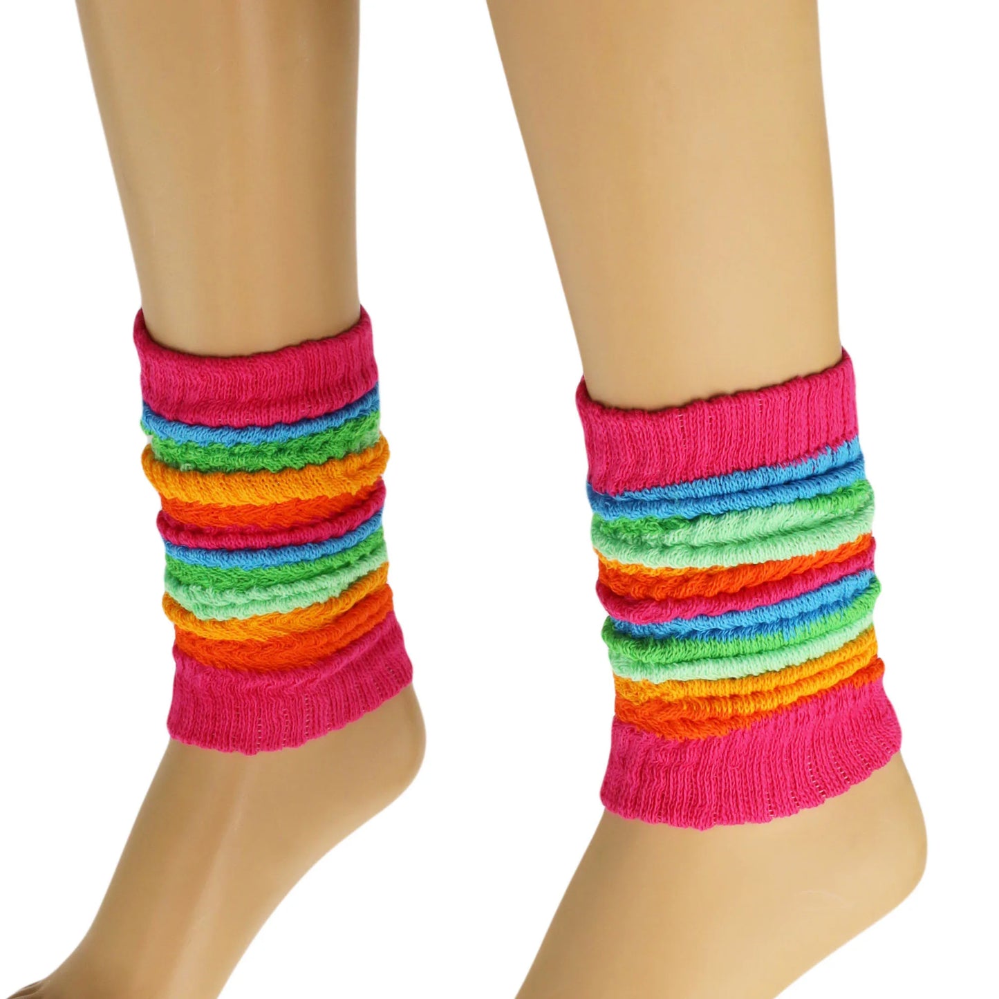 Women’s Colorful Baggy Leg Warmers, 100% Cotton, 1 Pair, Retro Style