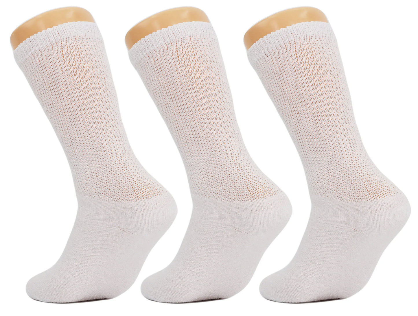 Diabetic Crew Socks, Non-Binding Top, Loose Fit, 6 Pairs, Multiple Sizes