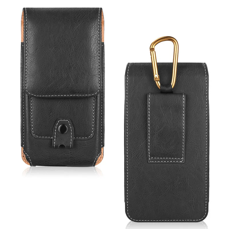 Vertical Leather Phone Holster Belt Clip Pouch for Samsung iPhone Xiaomi Huawei