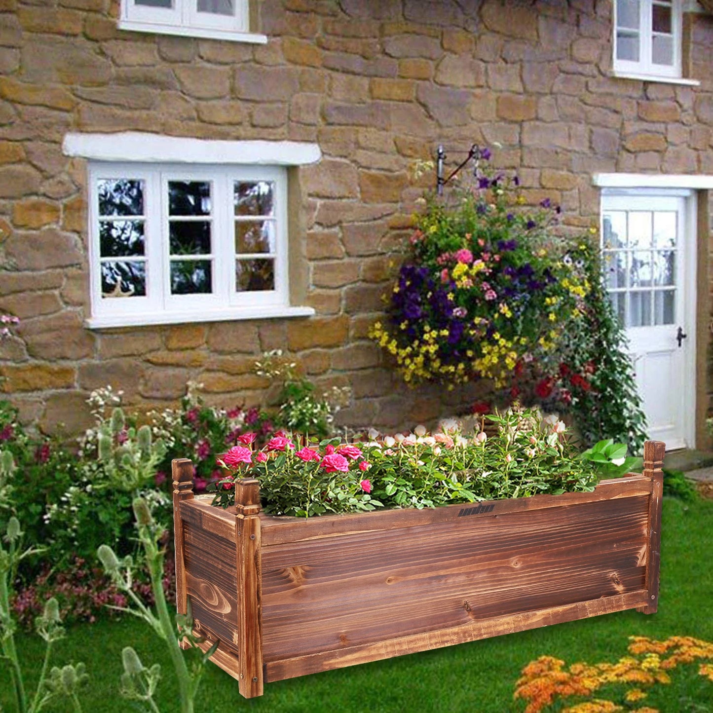 Raised Garden Bed Wooden Planter Box for Flowers & Vegetables – Large Size Only