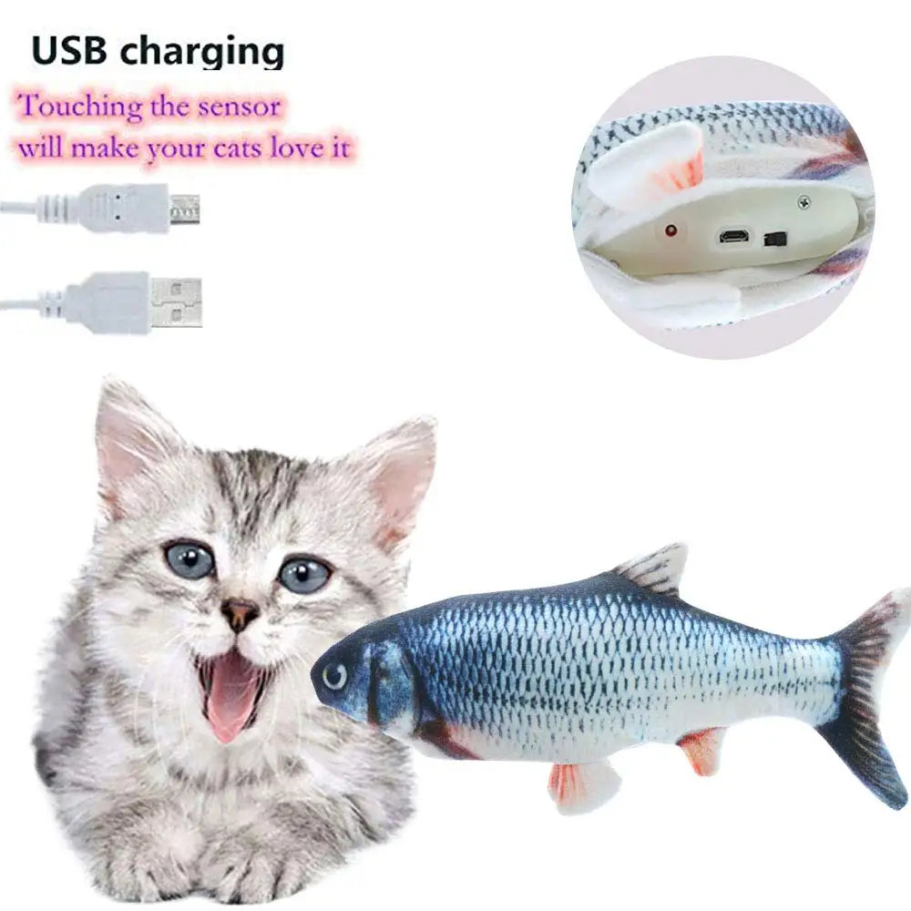 USB Rechargeable Cat Toy – Interactive Electric Floppy Fish with Catnip