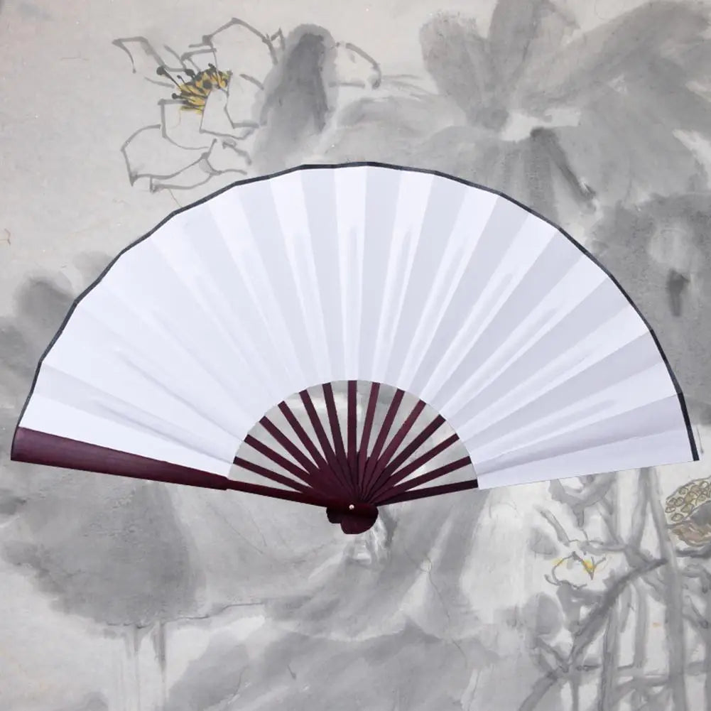 10/13 Inch DIY Silk Cloth Folding Fan – Bamboo Hand Fan for Calligraphy & Painting