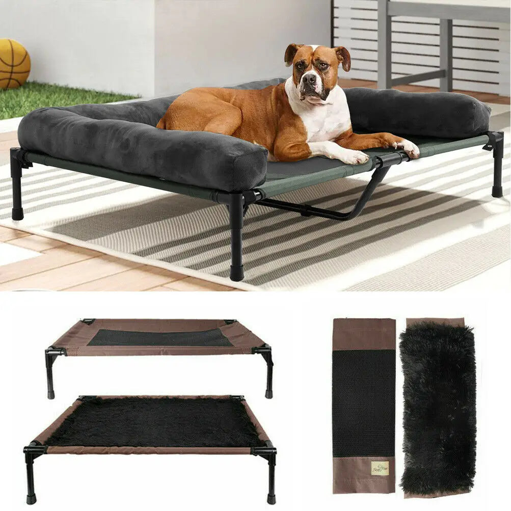 Cooling Elevated Dog Bed with Bolster Waterproof, Indoor/Outdoor, Multiple Sizes